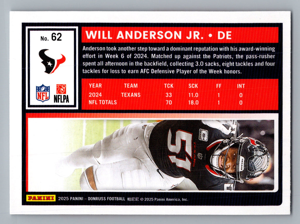 2025 Donruss #62 Will Anderson Jr.