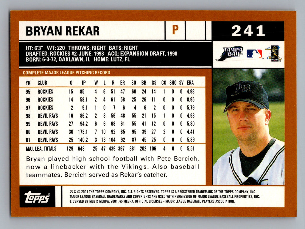 2002 Topps #241 Bryan Rekar Topps Limited