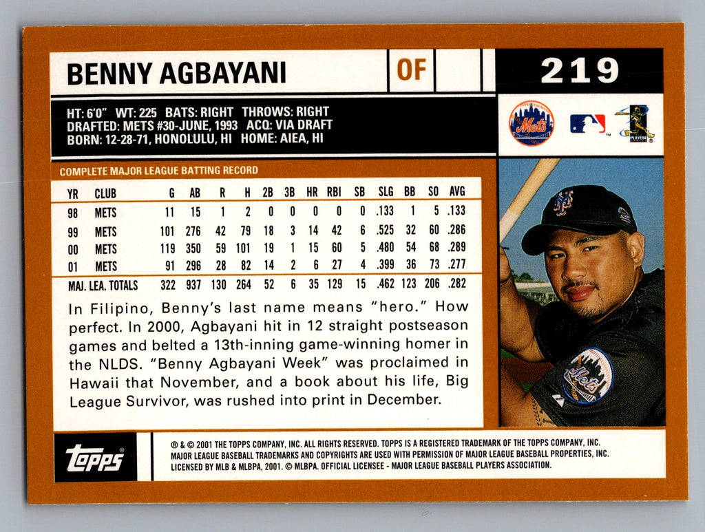 2002 Topps #219 Benny Agbayani Topps Limited