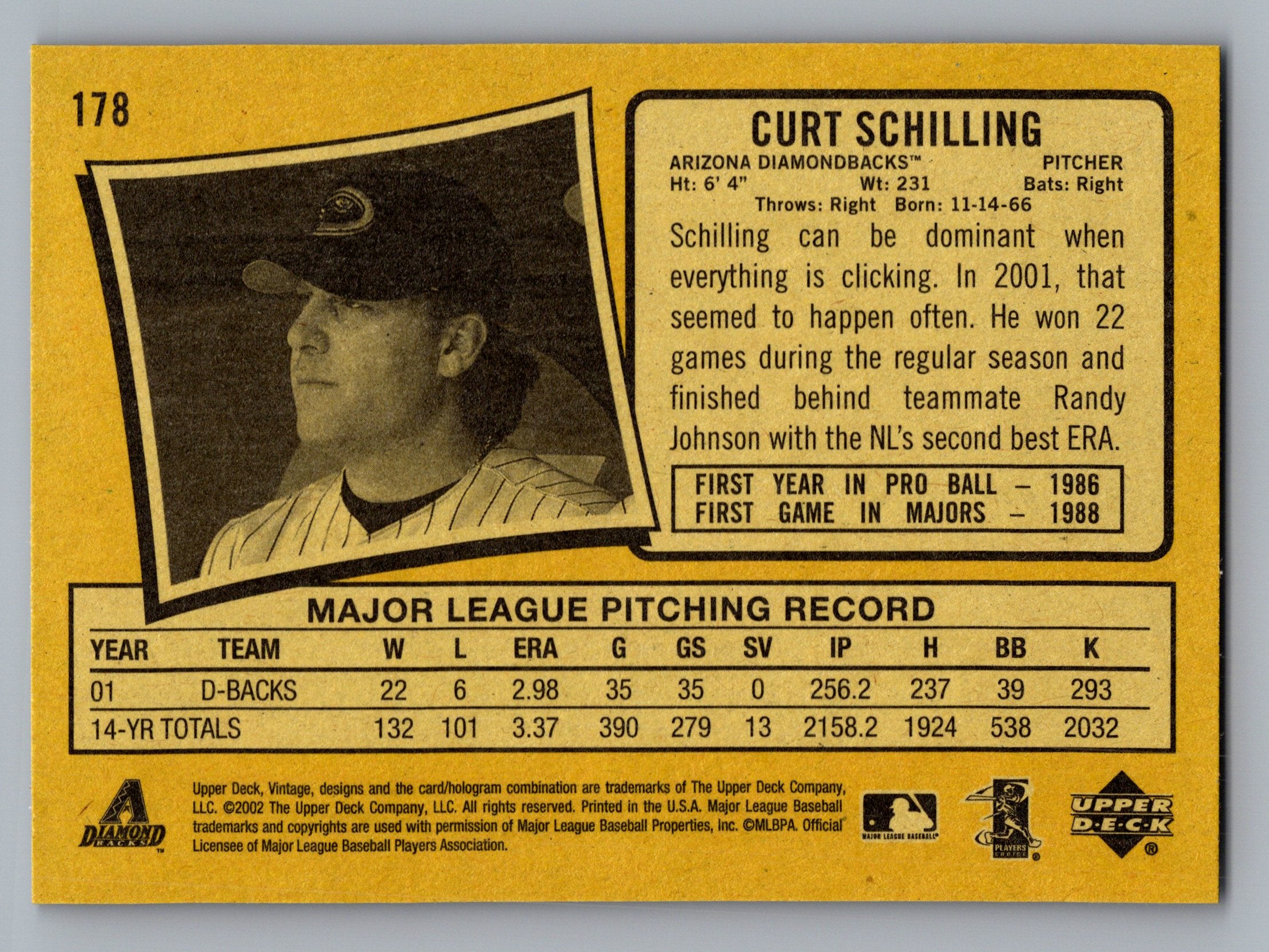 2002 Upper Deck Vintage #178 Curt Schilling