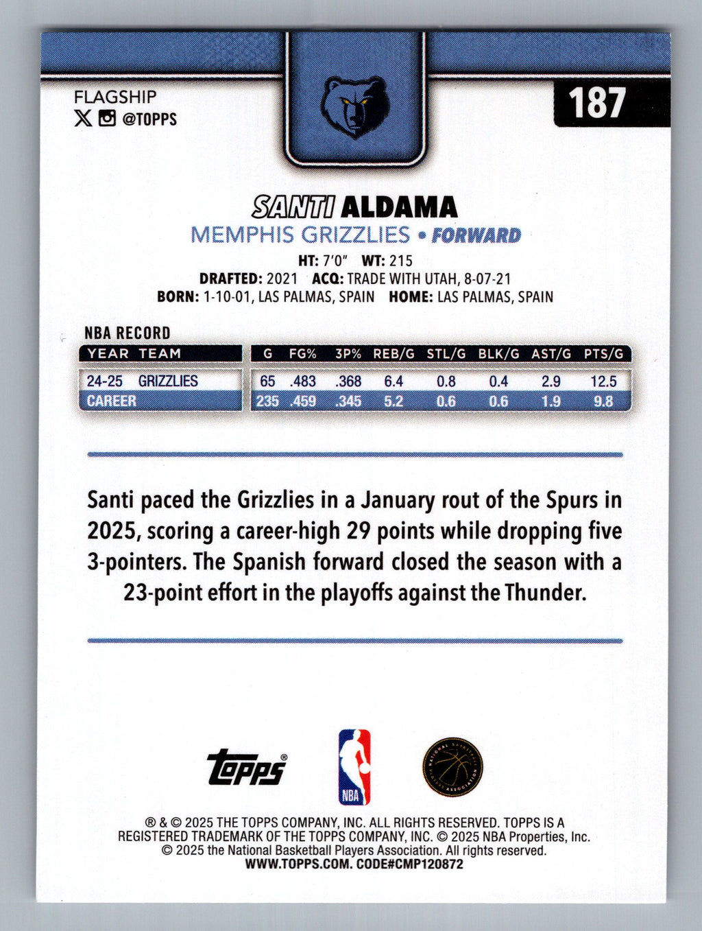 2025-26 Topps #187 Santi Aldama