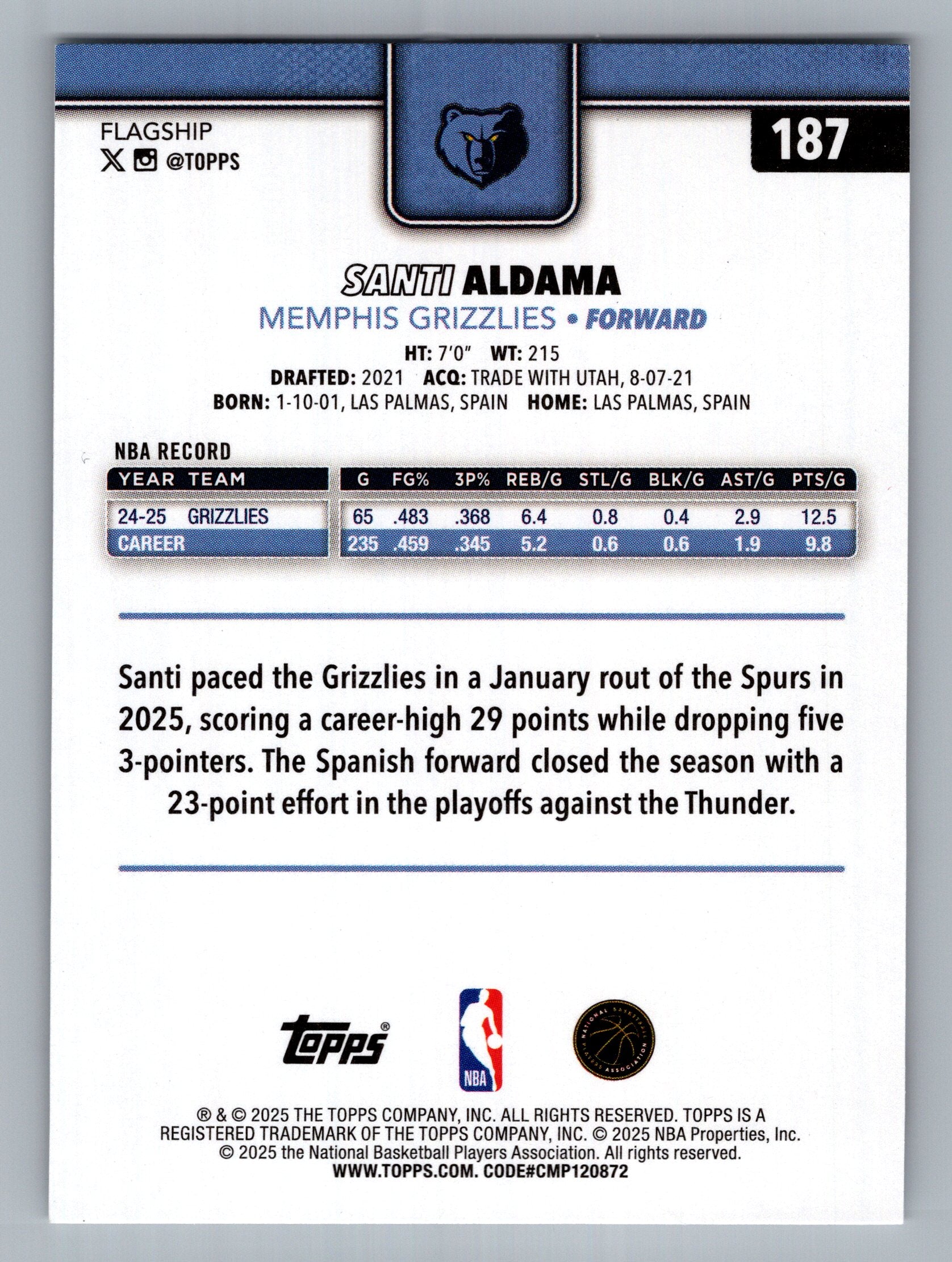 2025-26 Topps #187 Santi Aldama