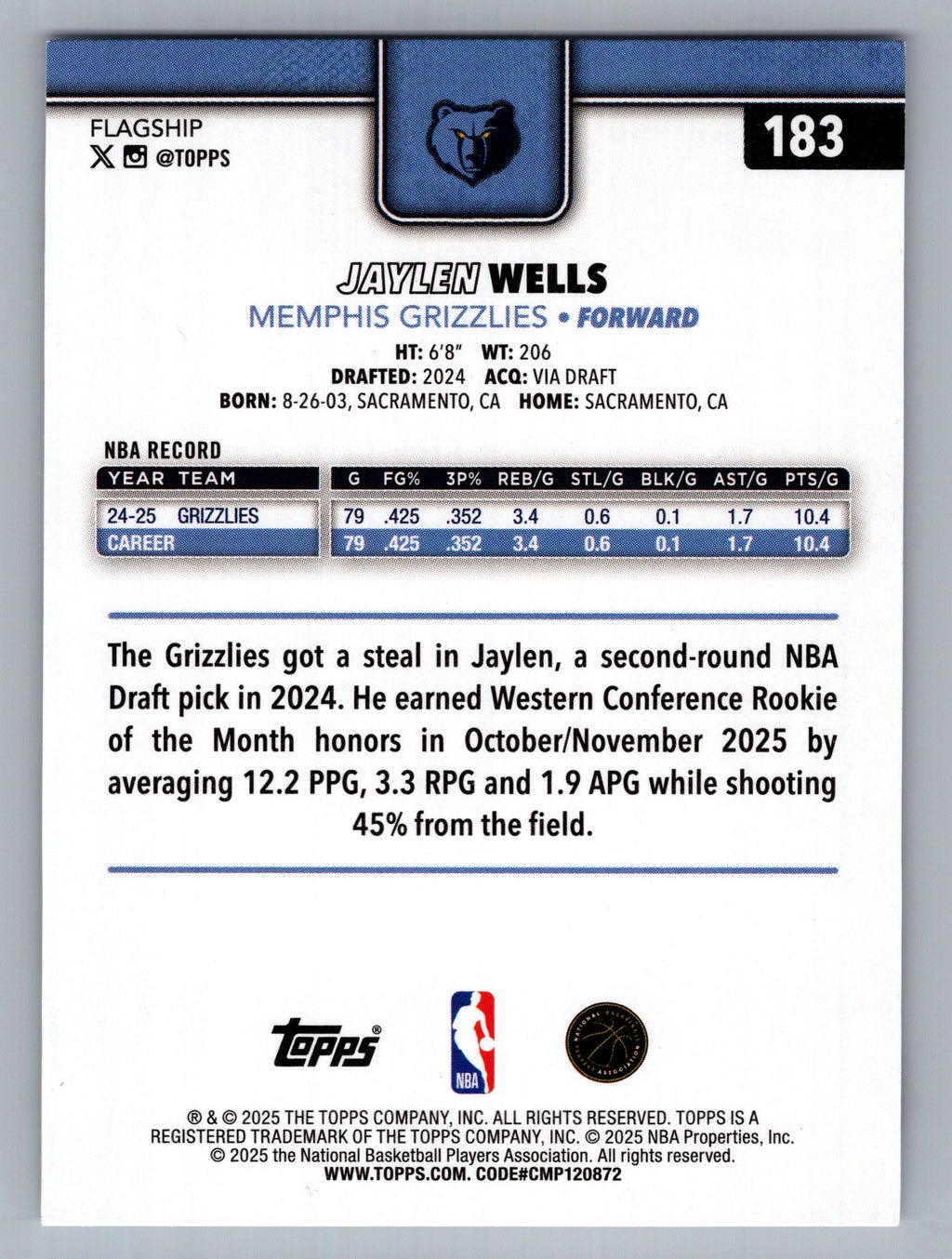 2025-26 Topps #183 Jaylen Wells