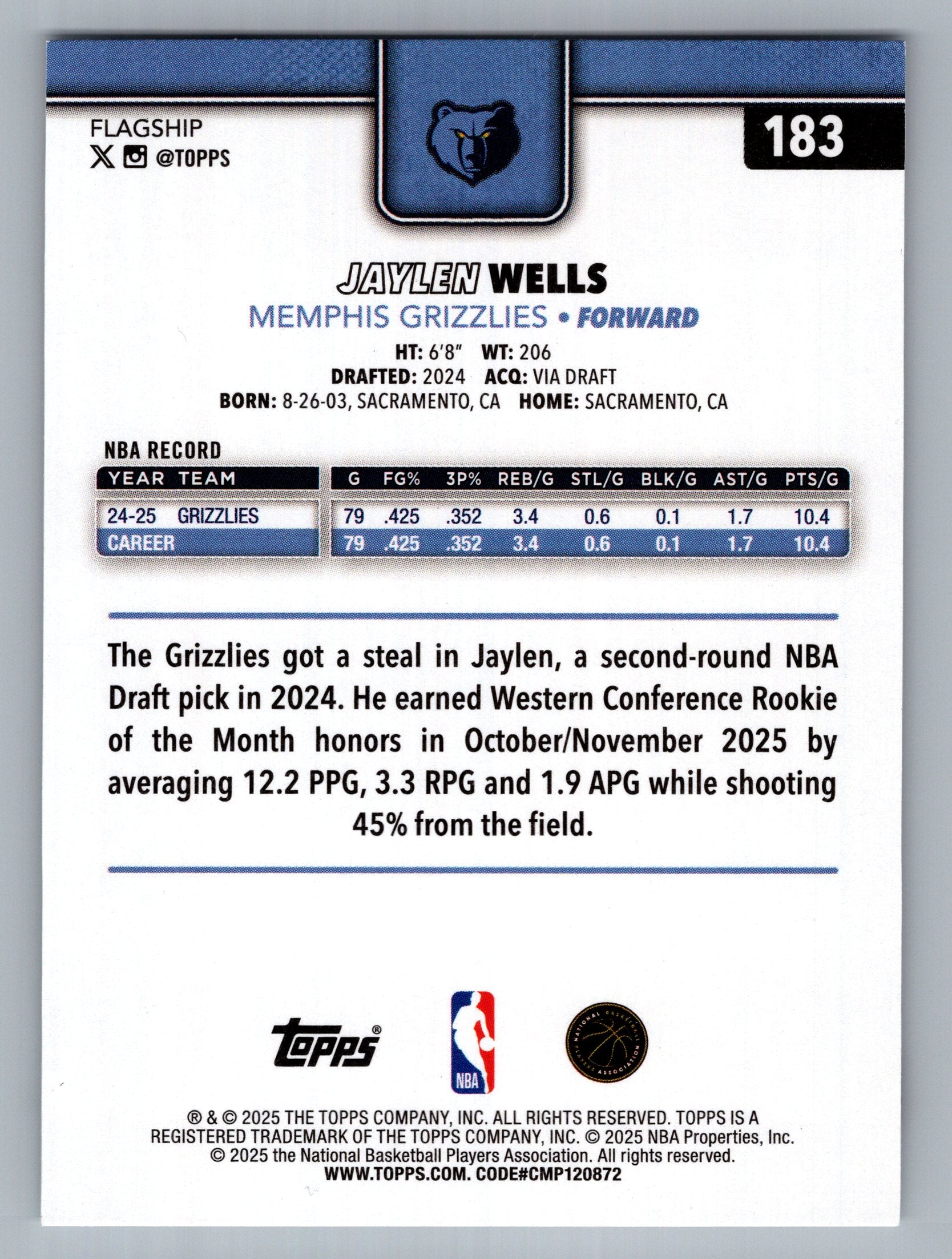 2025-26 Topps #183 Jaylen Wells