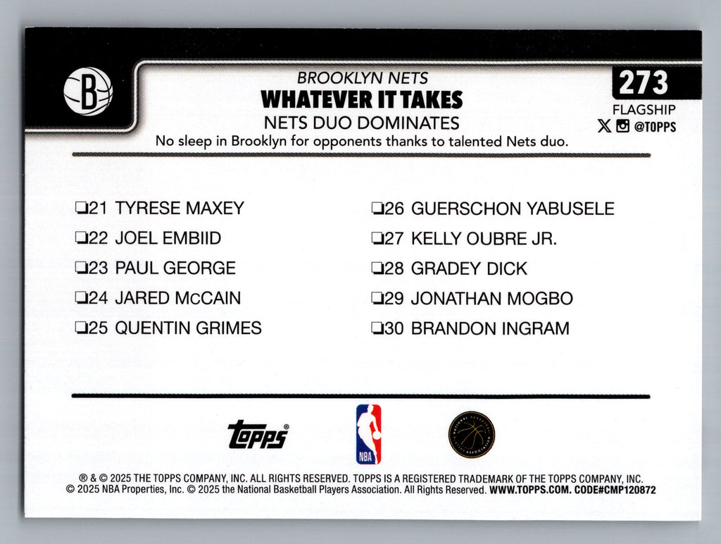 2025-26 Topps #273 Whatever It Takes: Nets Duo Dominates