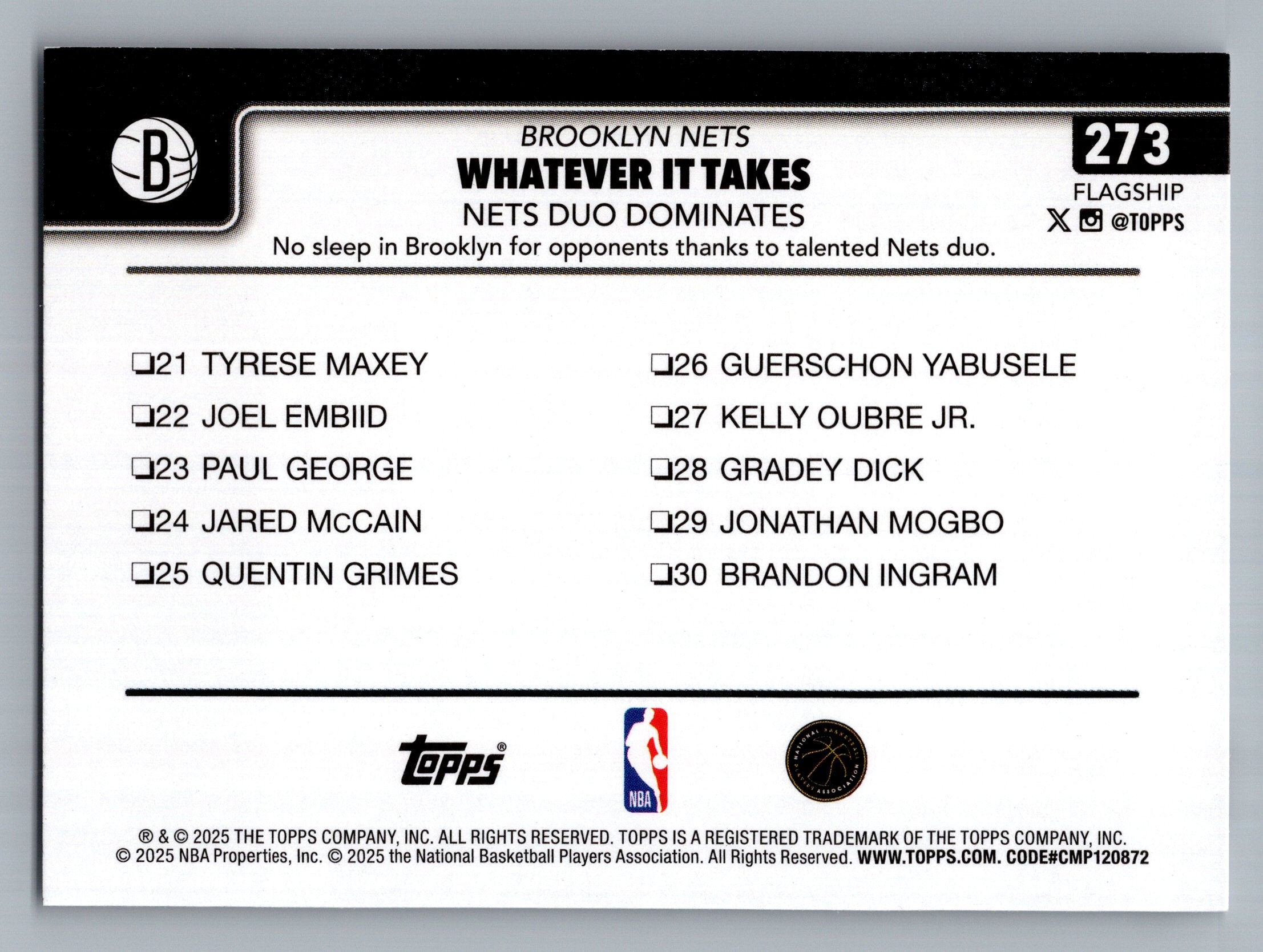 2025-26 Topps #273 Whatever It Takes: Nets Duo Dominates