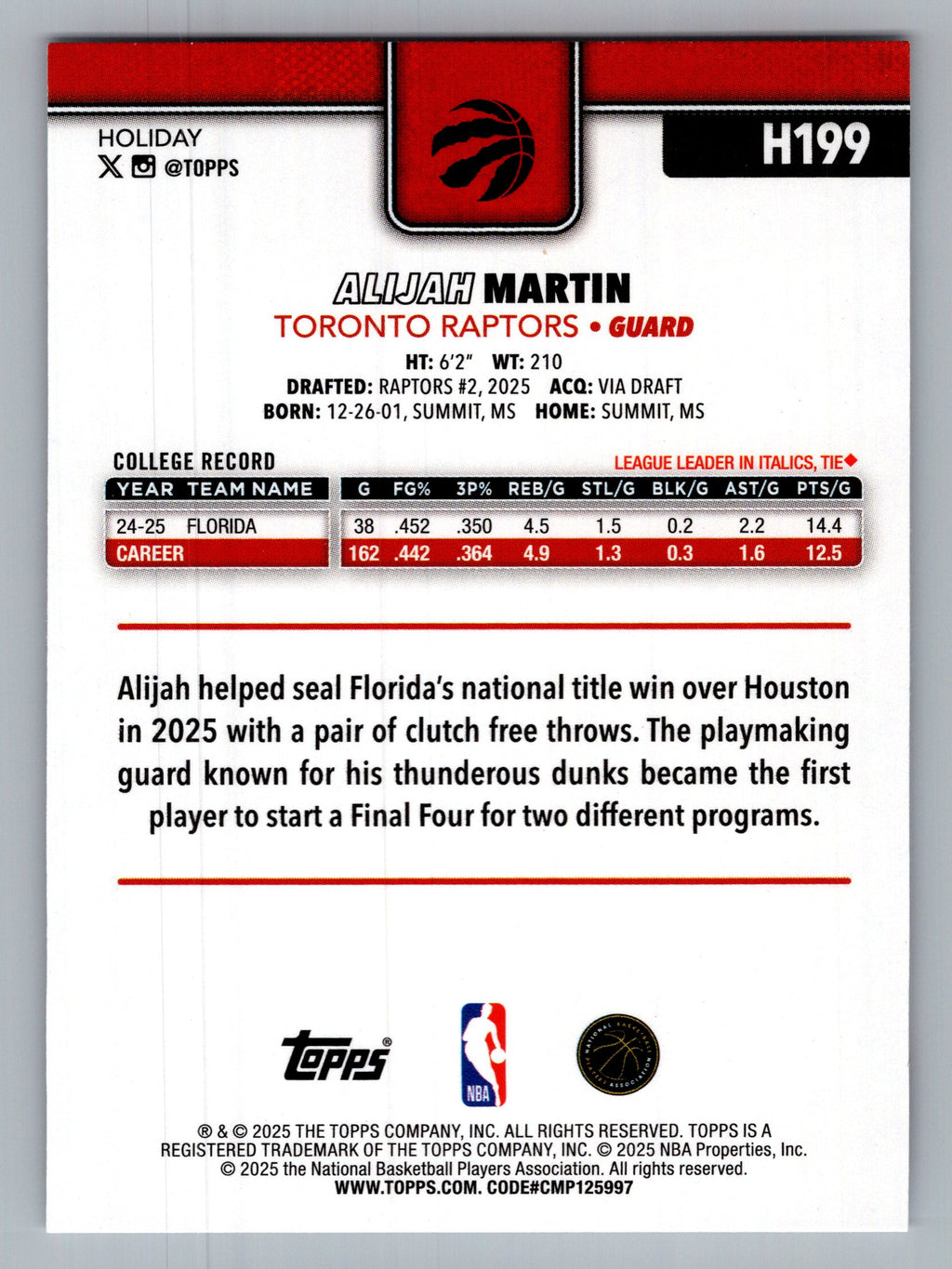 2025-26 Topps #240 Alijah Martin