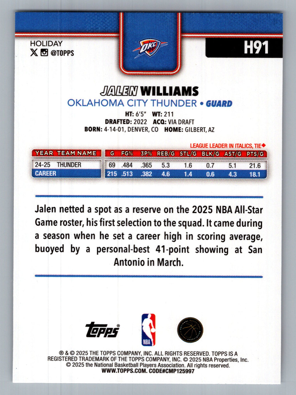 2025-26 Topps #116 Jalen Williams