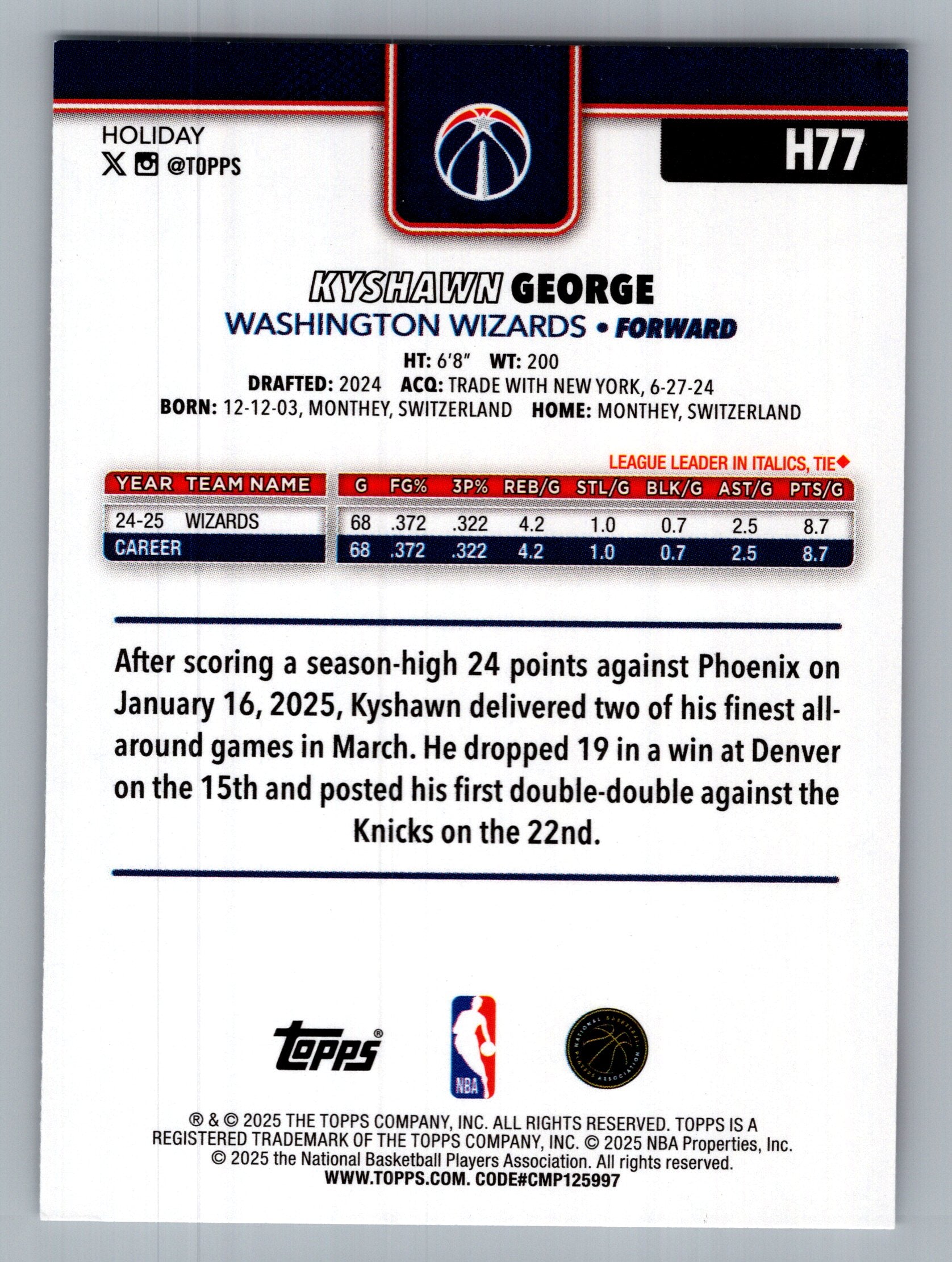 2025-26 Topps #98 Kyshawn George