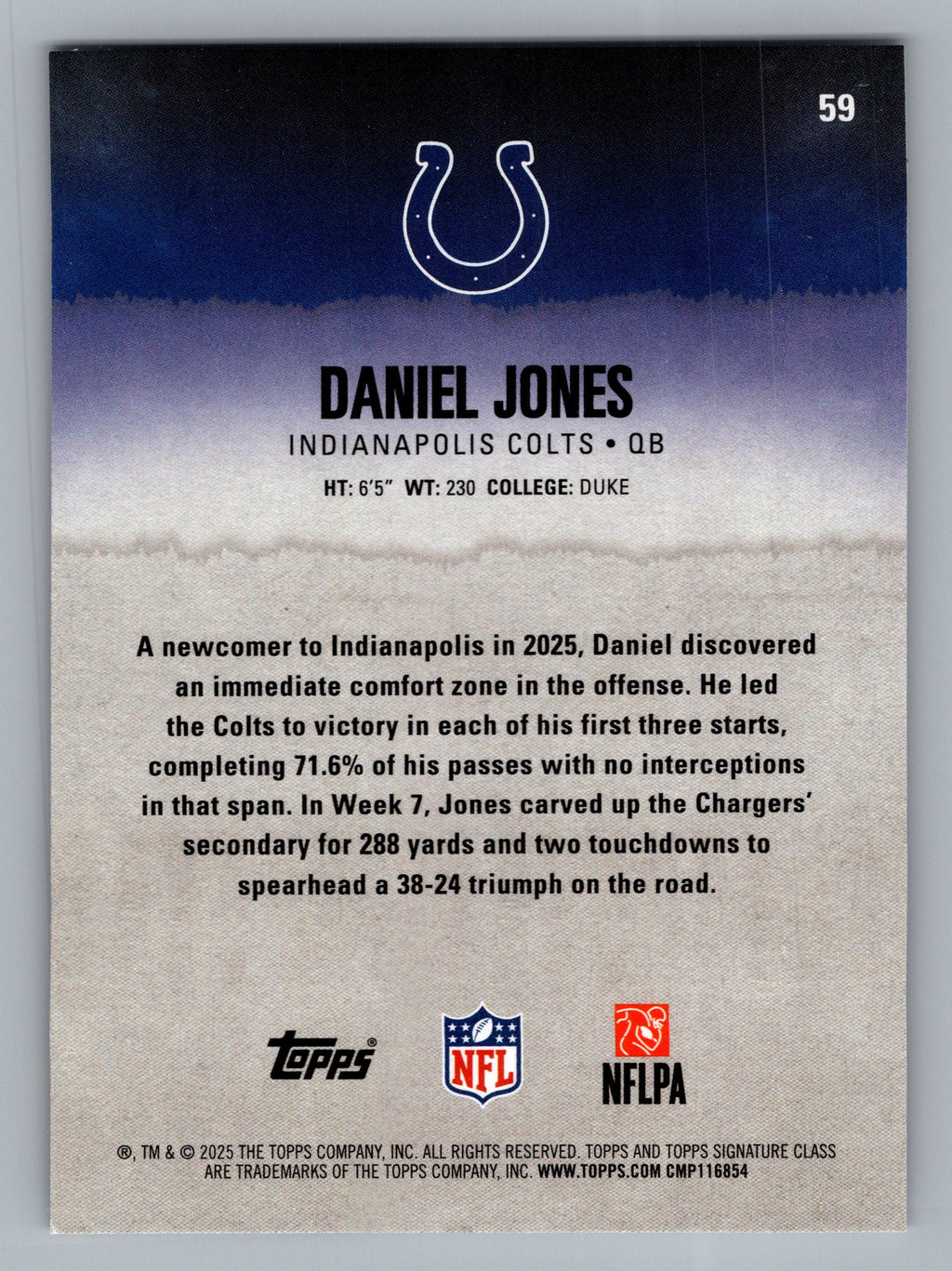 2025 Topps Signature Class #59 Daniel Jones