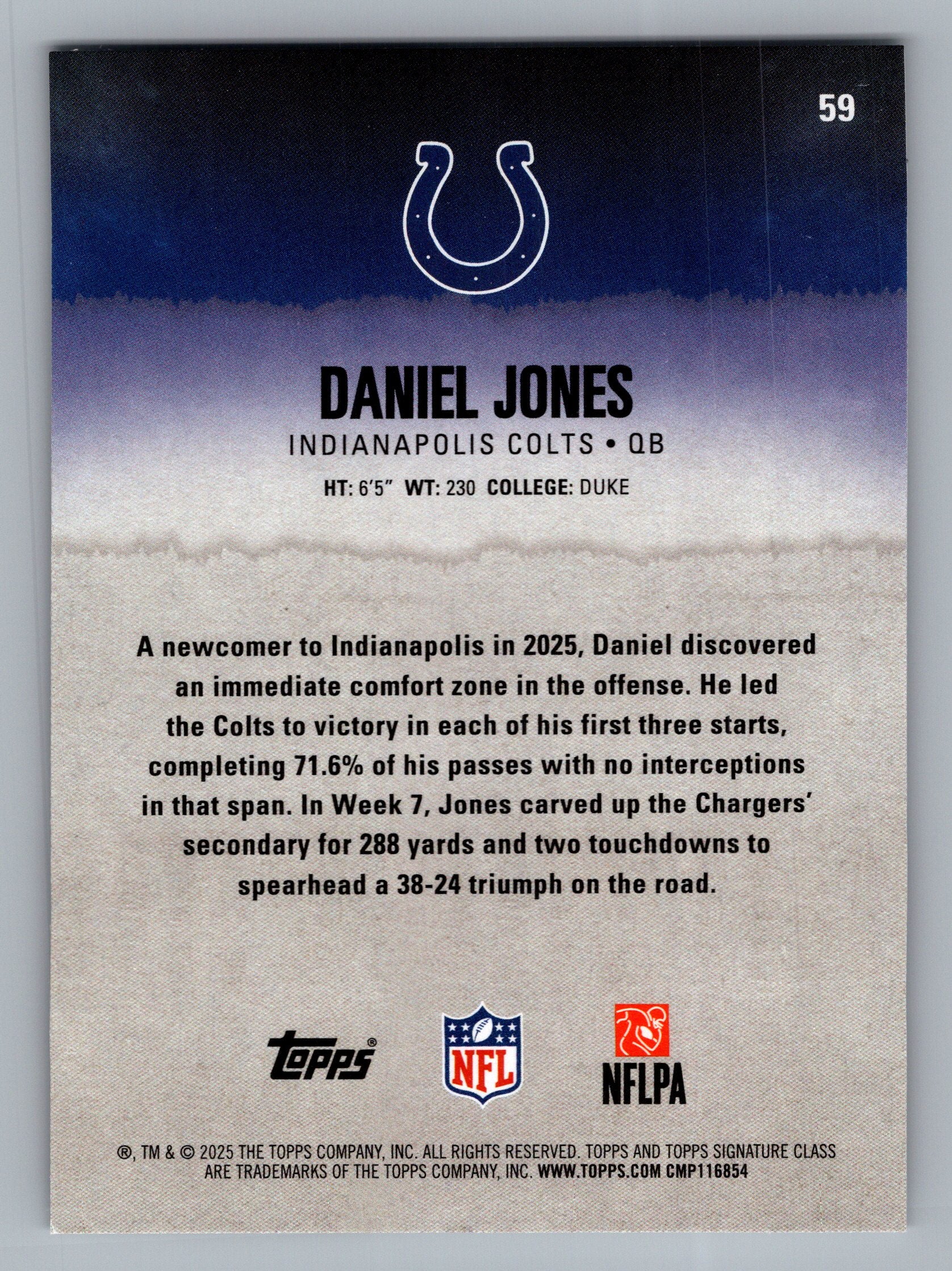 2025 Topps Signature Class #59 Daniel Jones