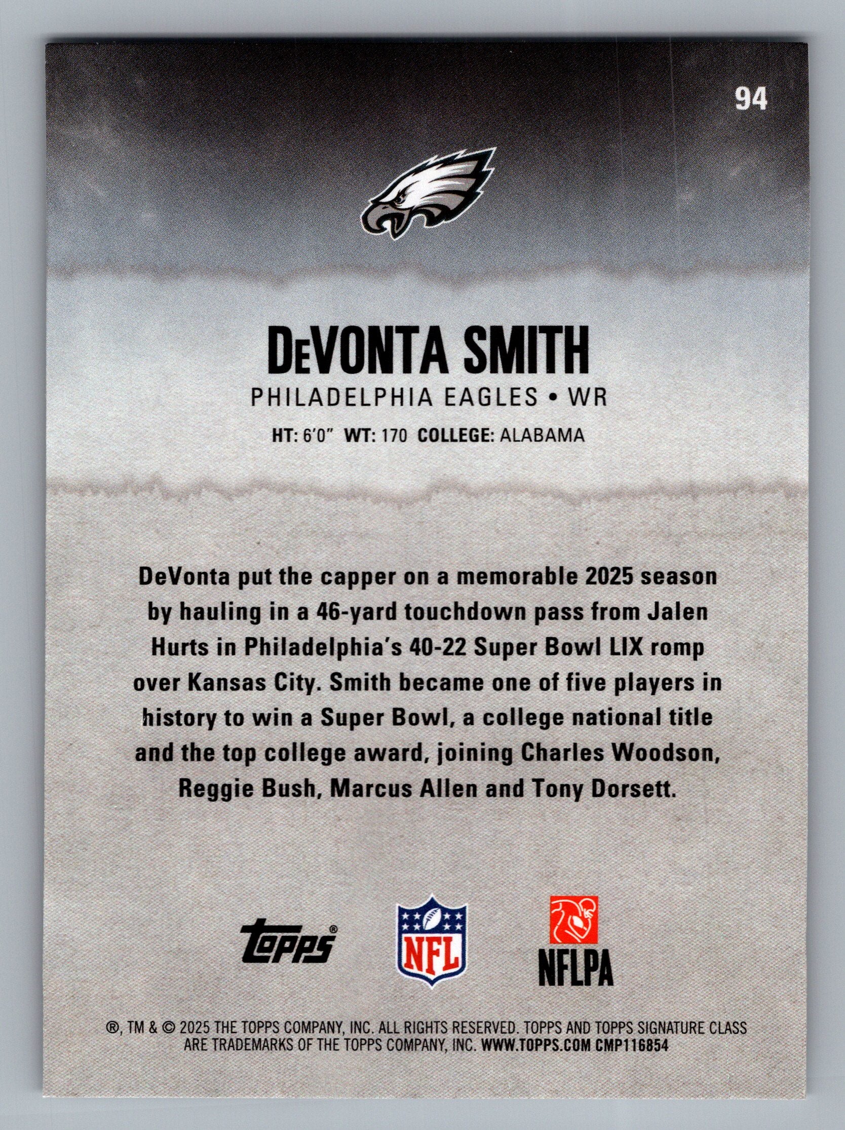 2025 Topps Signature Class #94 DeVonta Smith