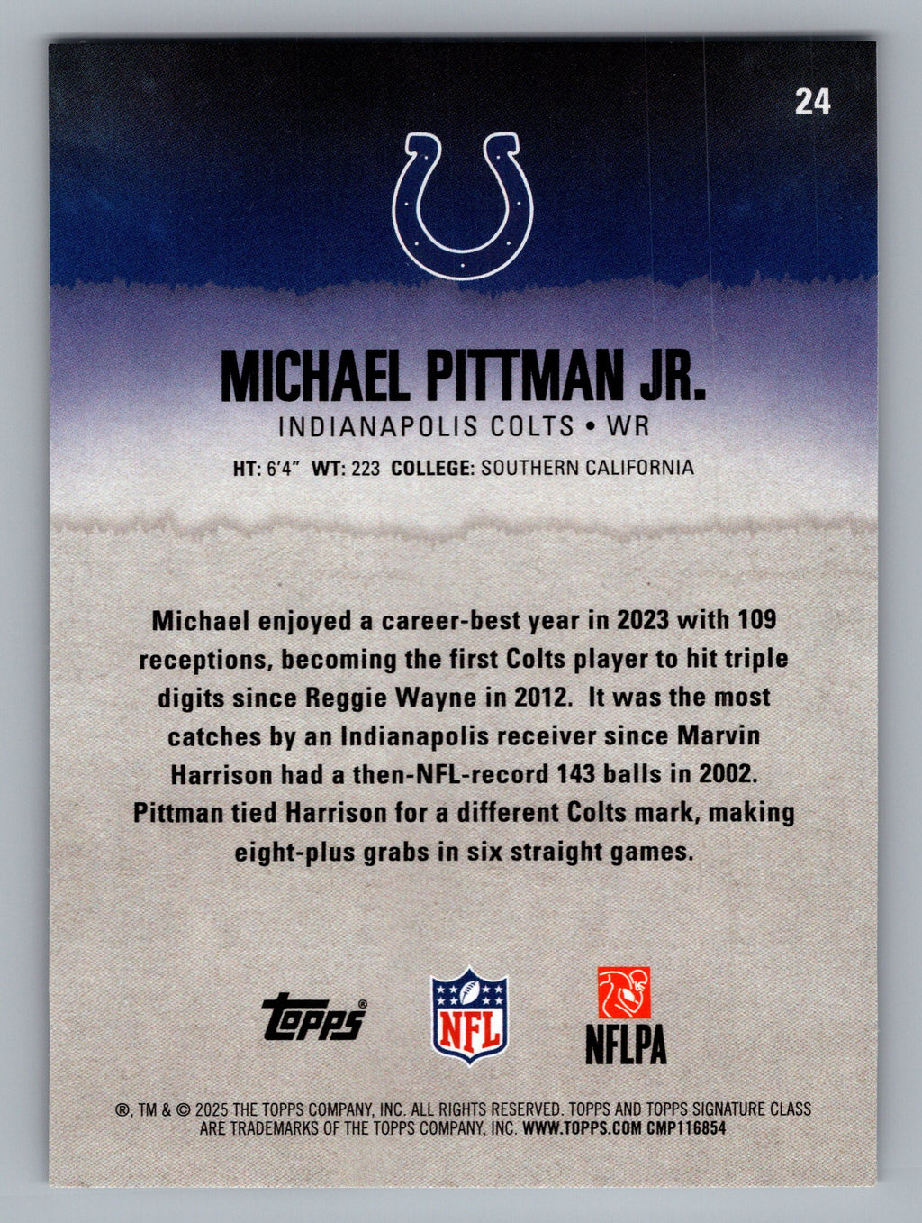 2025 Topps Signature Class #24 Michael Pittman Jr.
