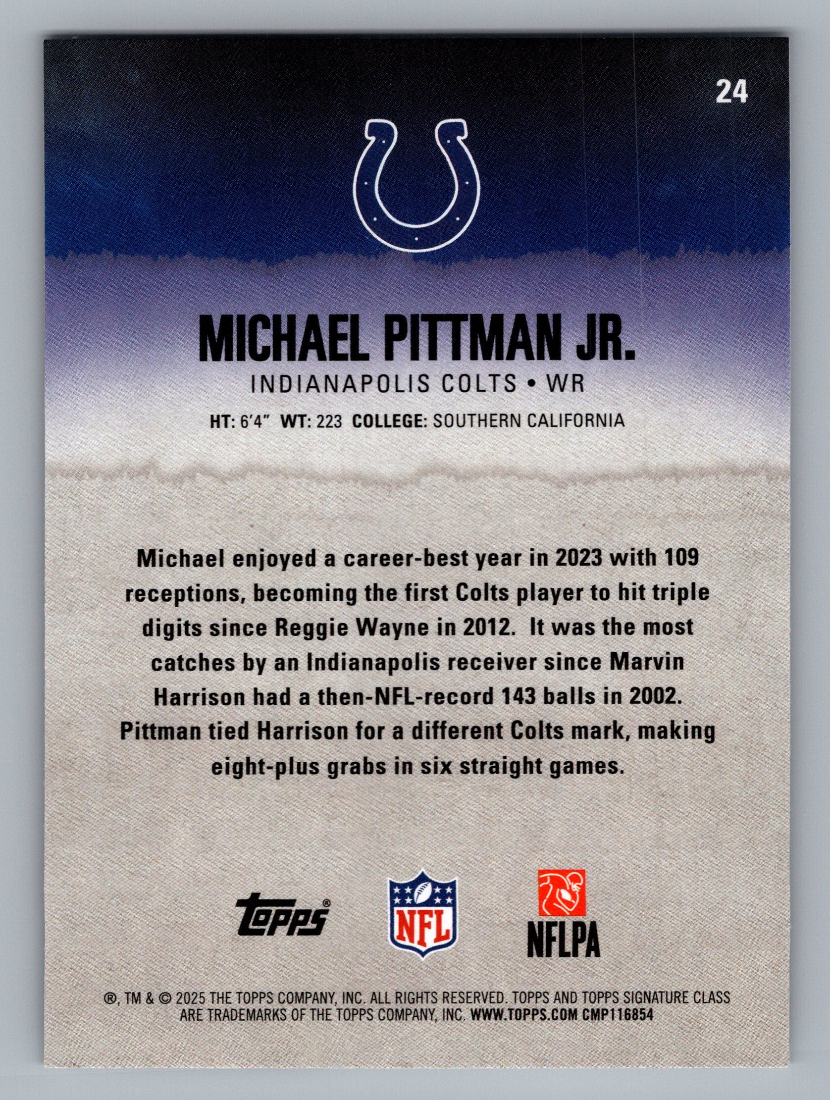 2025 Topps Signature Class #24 Michael Pittman Jr.