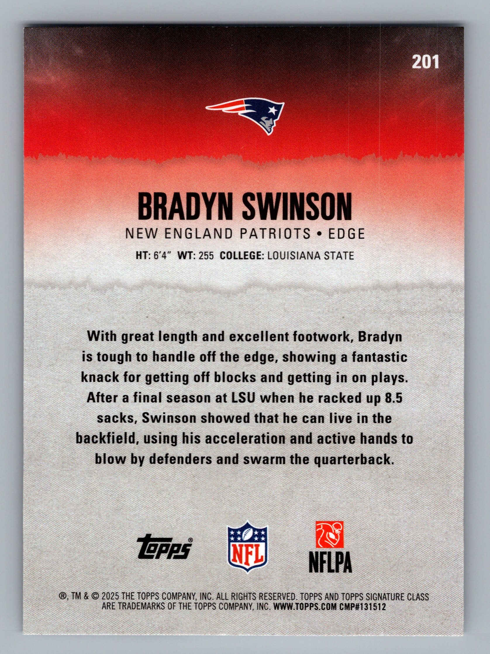 2025 Topps Signature Class #201 Bradyn Swinson