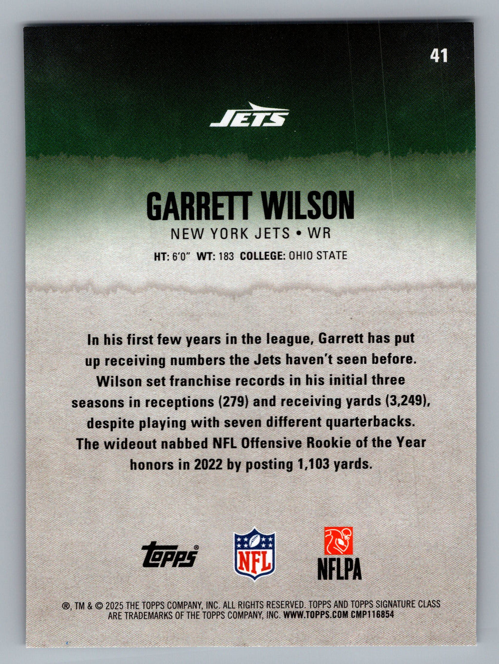 2025 Topps Signature Class #41 Garrett Wilson