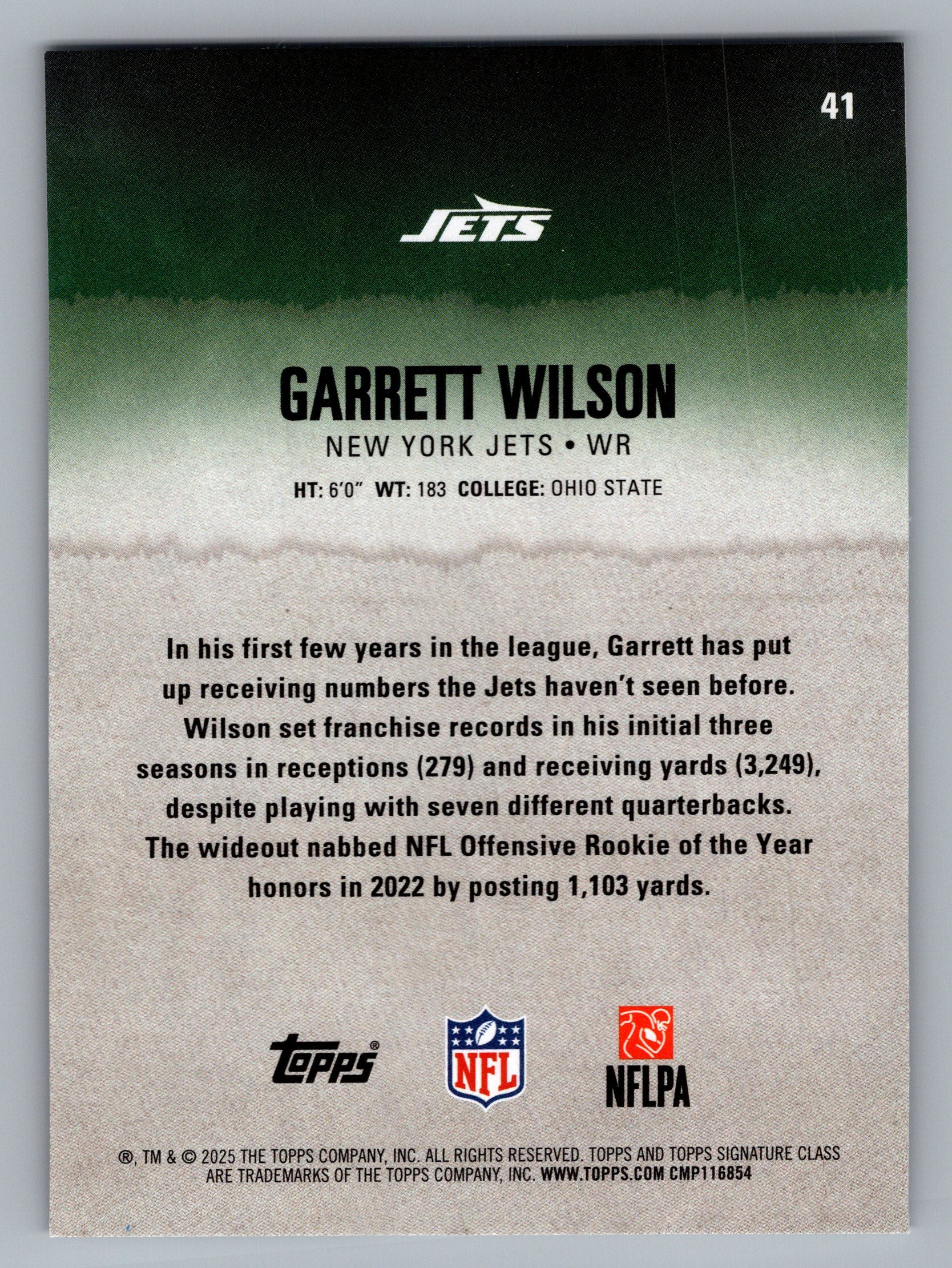 2025 Topps Signature Class #41 Garrett Wilson