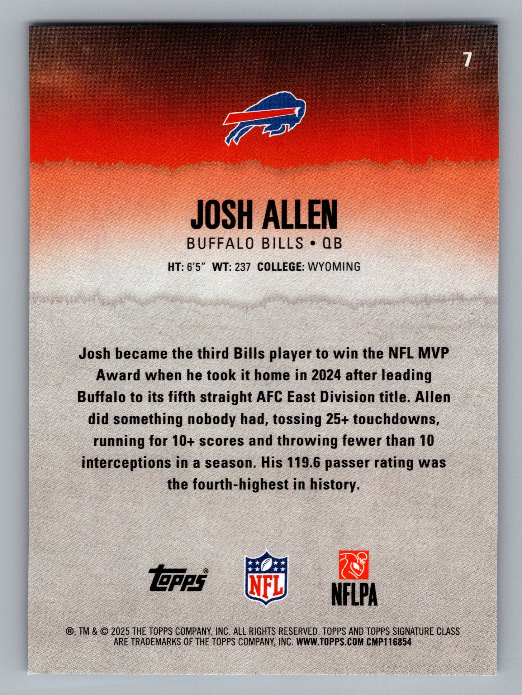2025 Topps Signature Class #7 Josh Allen