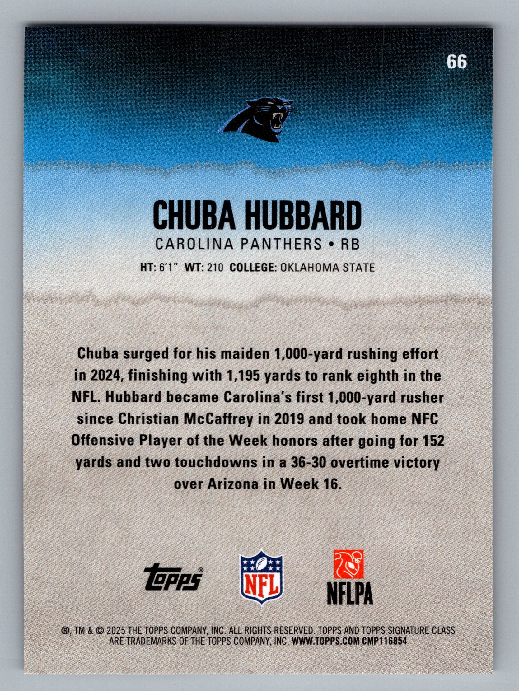 2025 Topps Signature Class #66 Chuba Hubbard