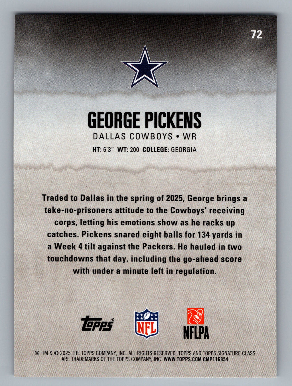 2025 Topps Signature Class #72 George Pickens