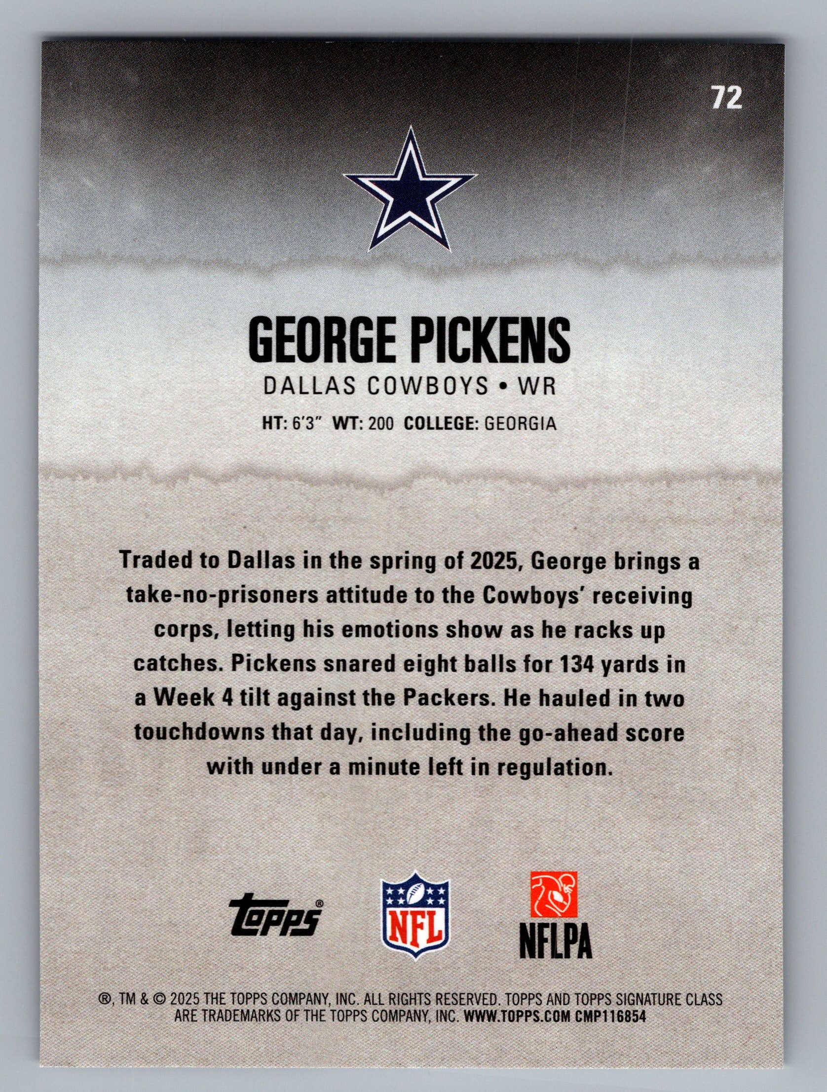 2025 Topps Signature Class #72 George Pickens