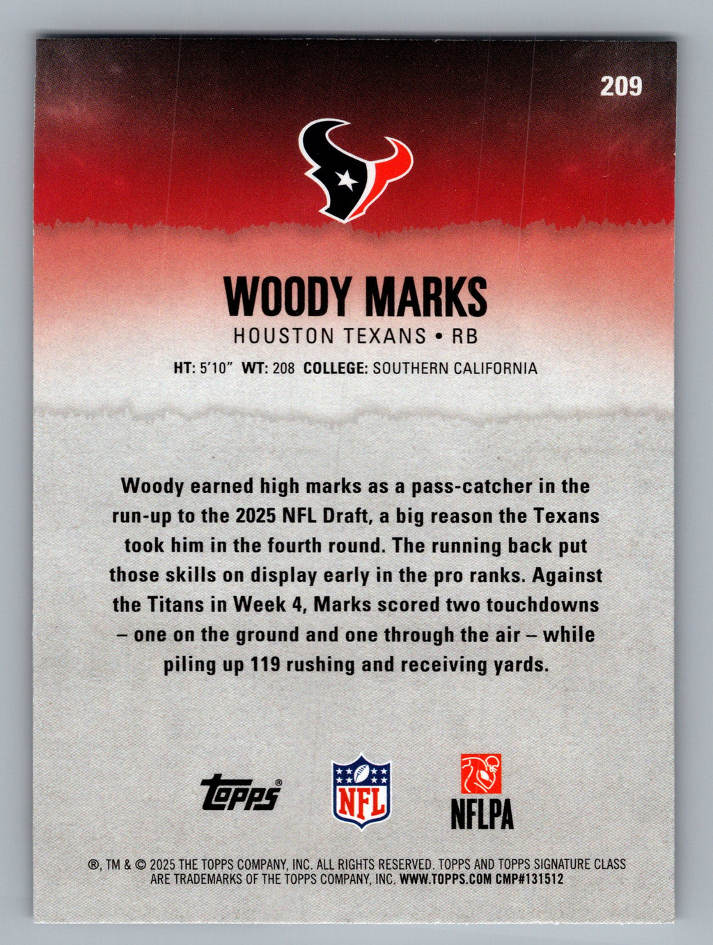 2025 Topps Signature Class #209 Woody Marks