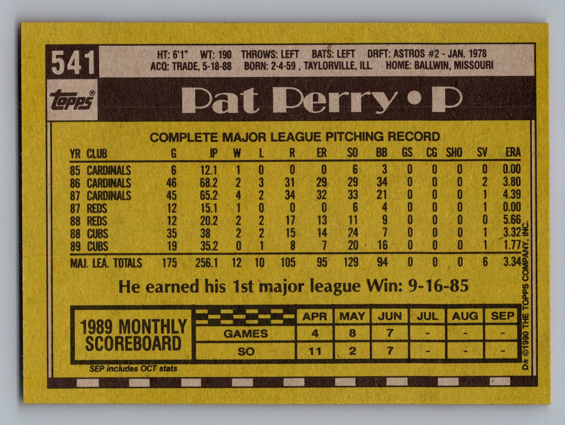 1990 Topps #541 Pat Perry