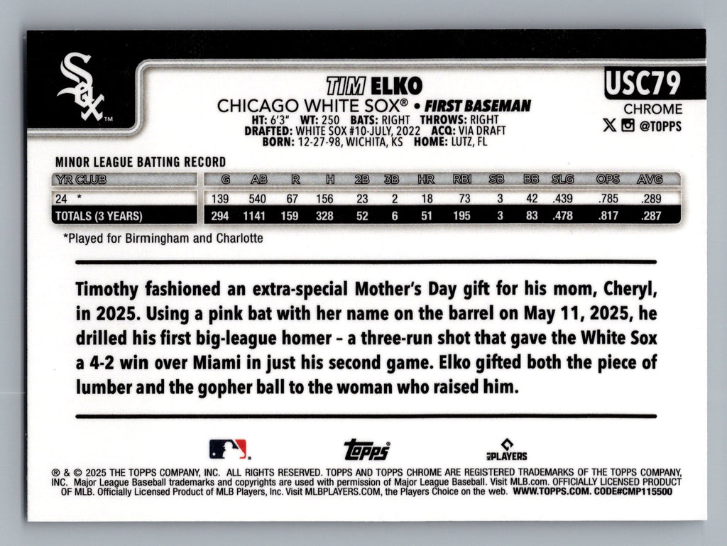 2025 Topps Chrome Update #USC79 Tim Elko X-Fractors