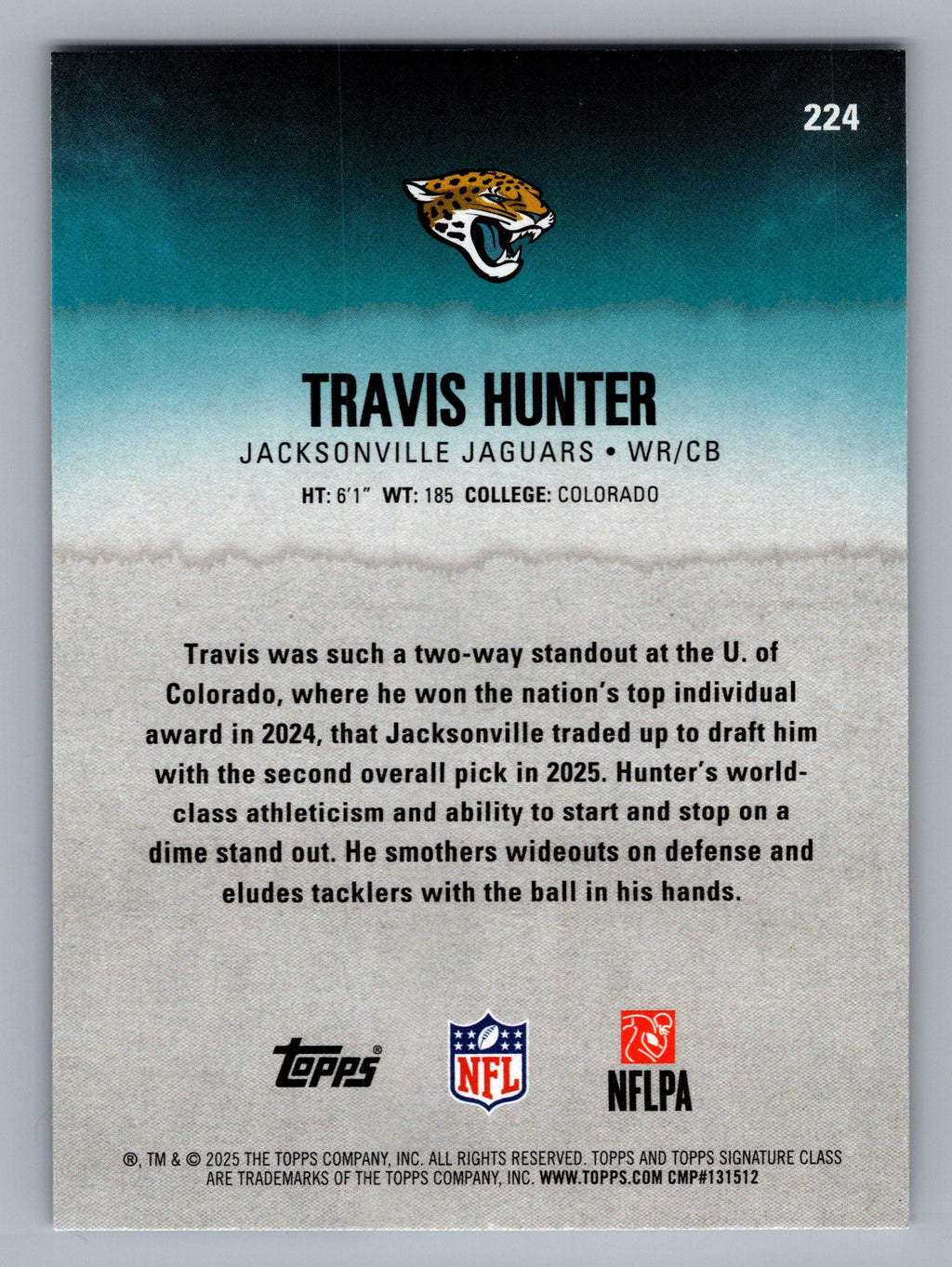 2025 Topps Signature Class #224 Travis Hunter