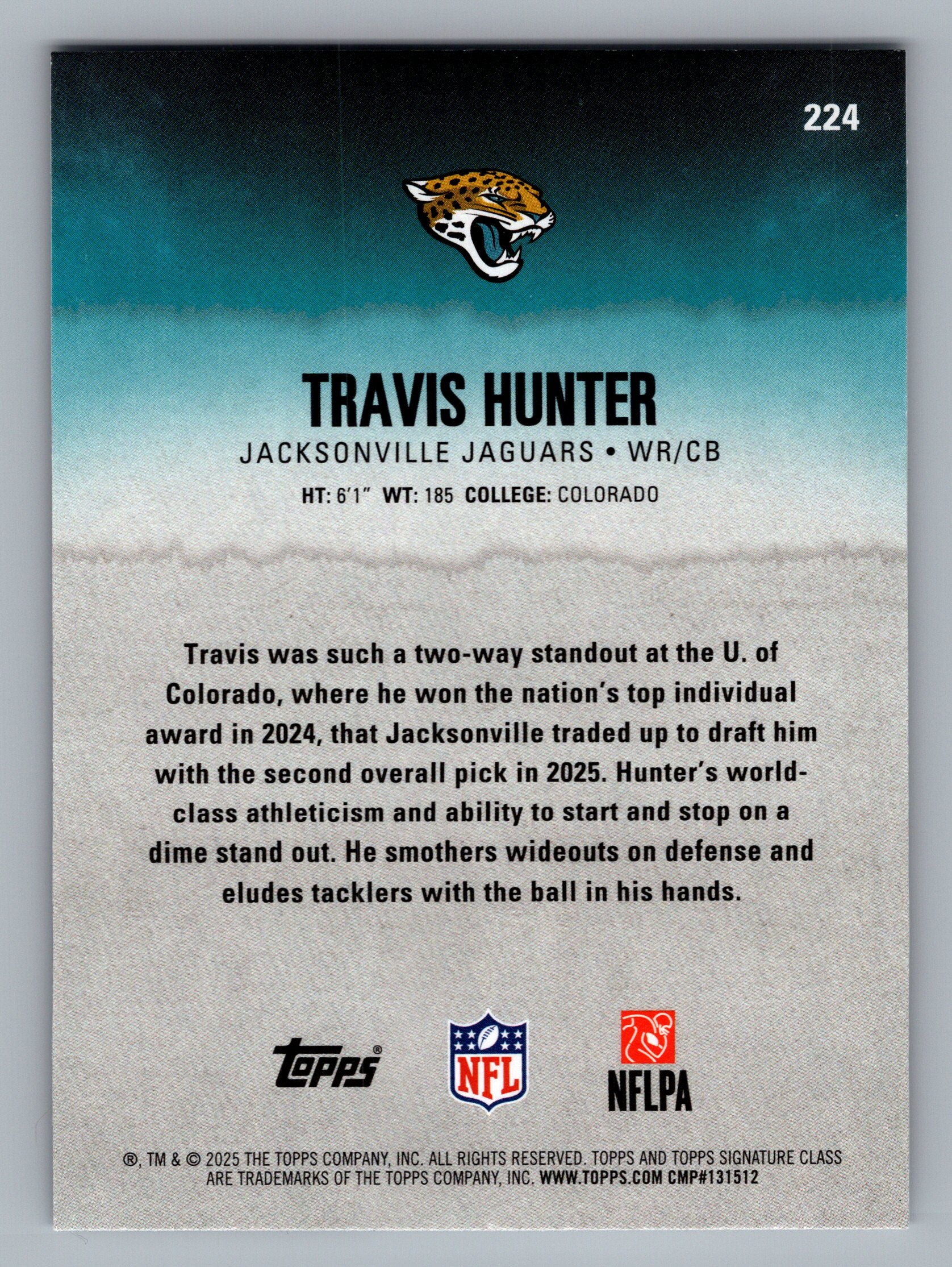 2025 Topps Signature Class #224 Travis Hunter