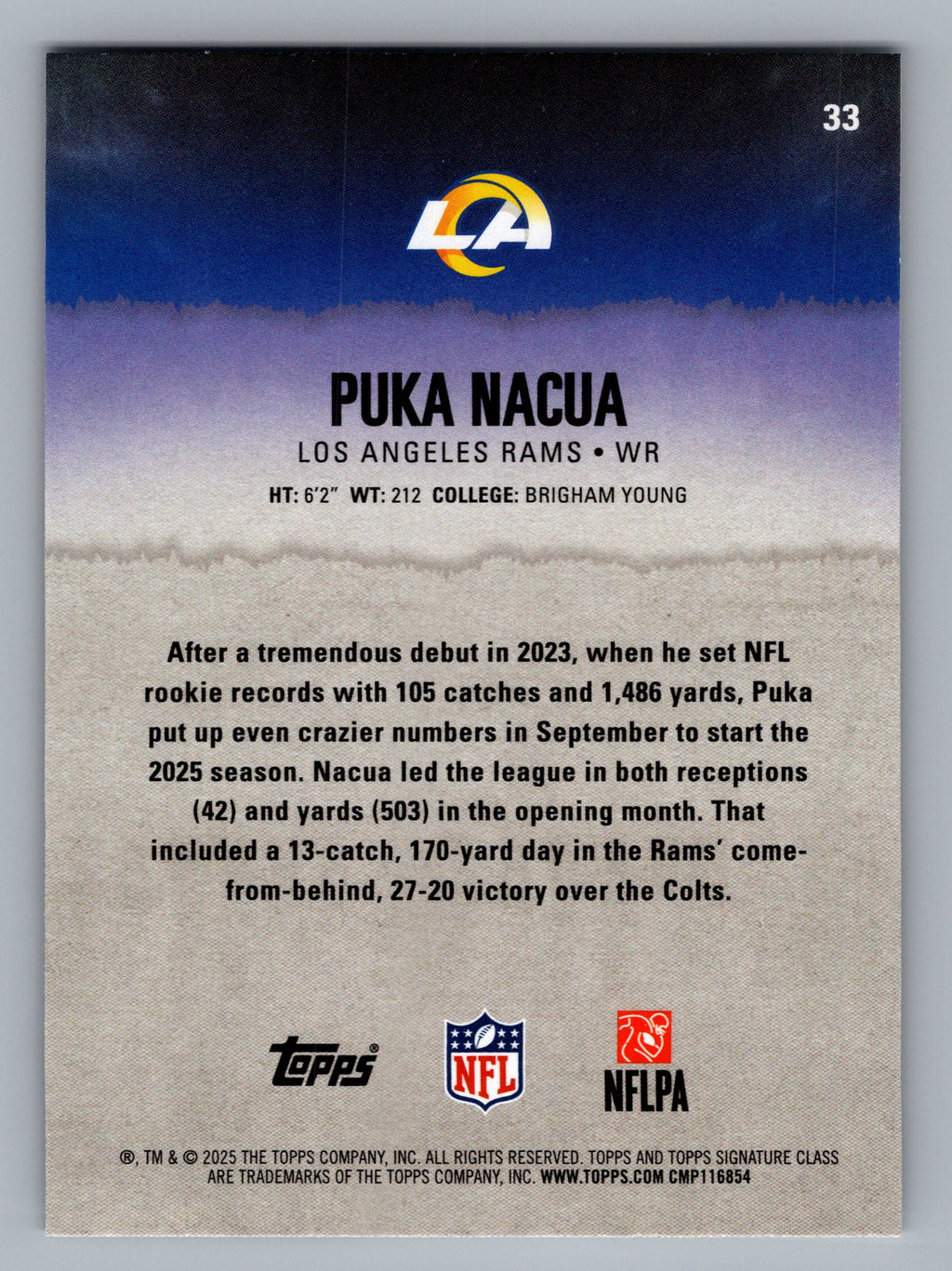 2025 Topps Signature Class #33 Puka Nacua