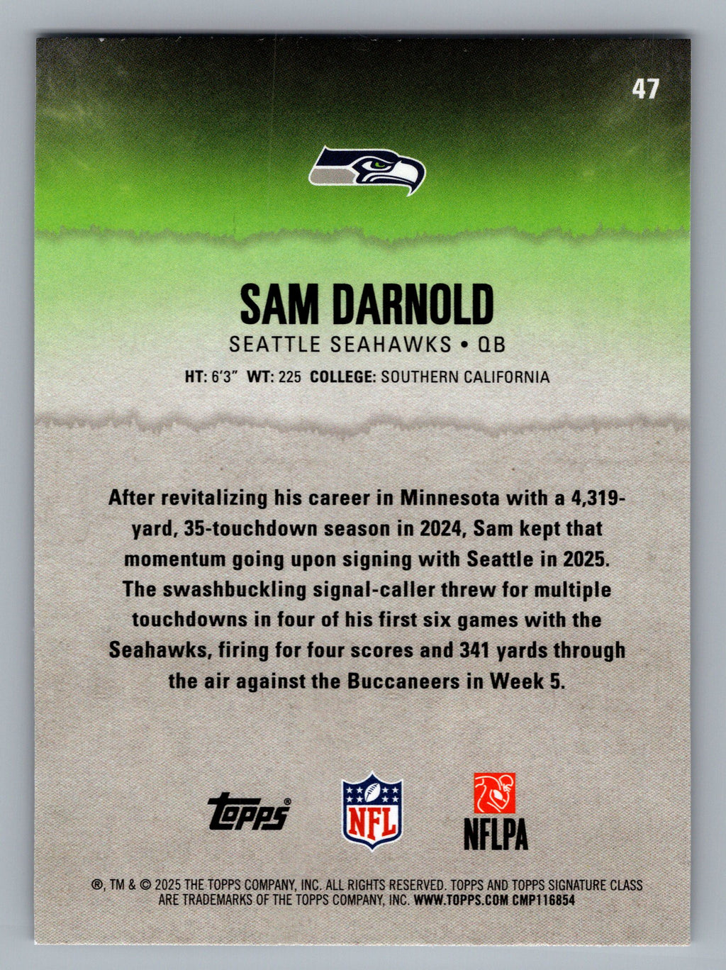 2025 Topps Signature Class #47 Sam Darnold