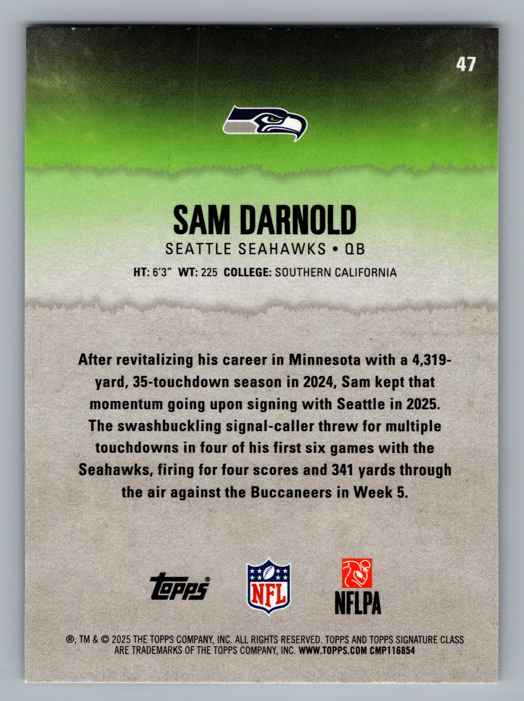 2025 Topps Signature Class #47 Sam Darnold