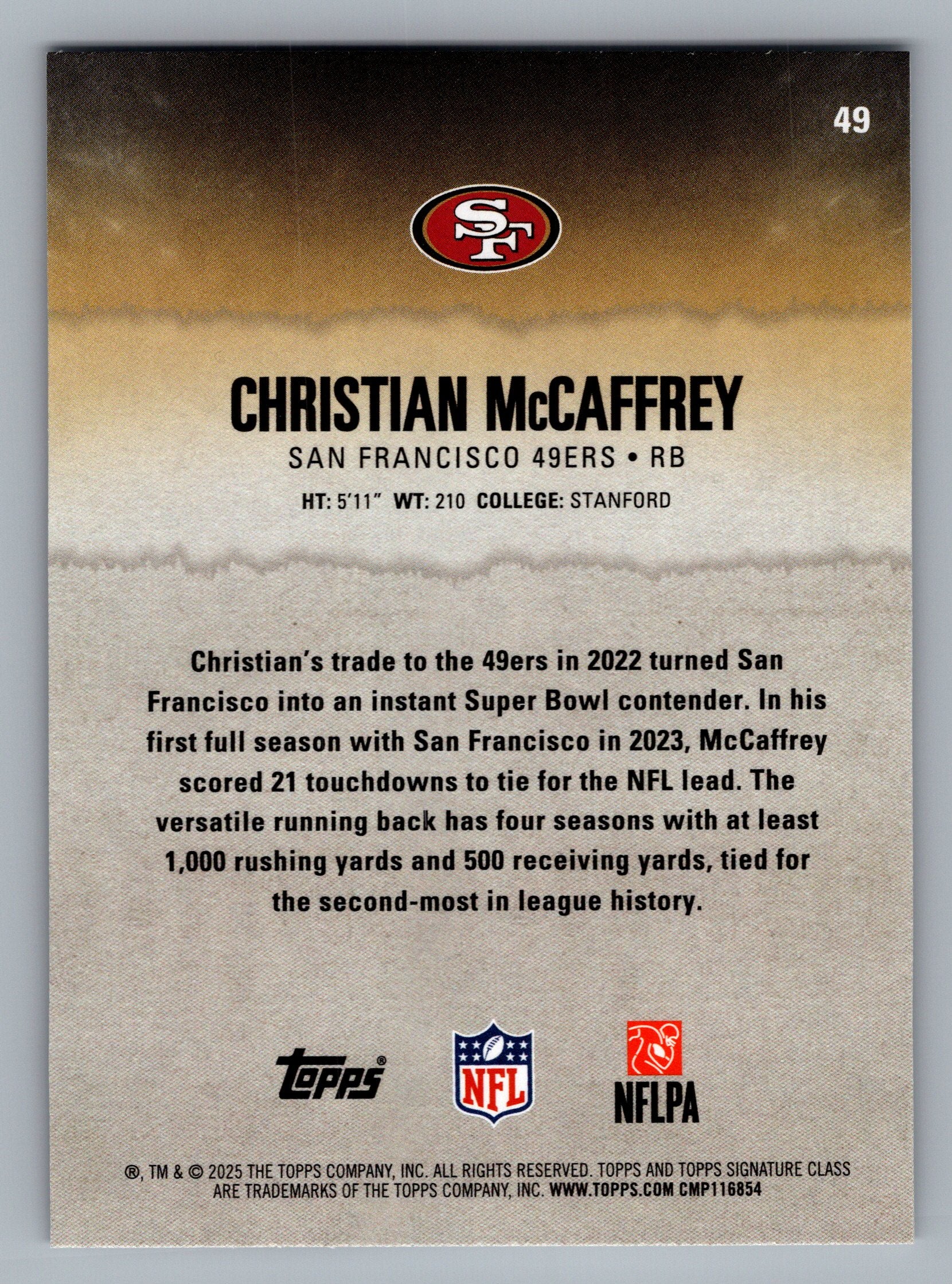 2025 Topps Signature Class #49 Christian McCaffrey