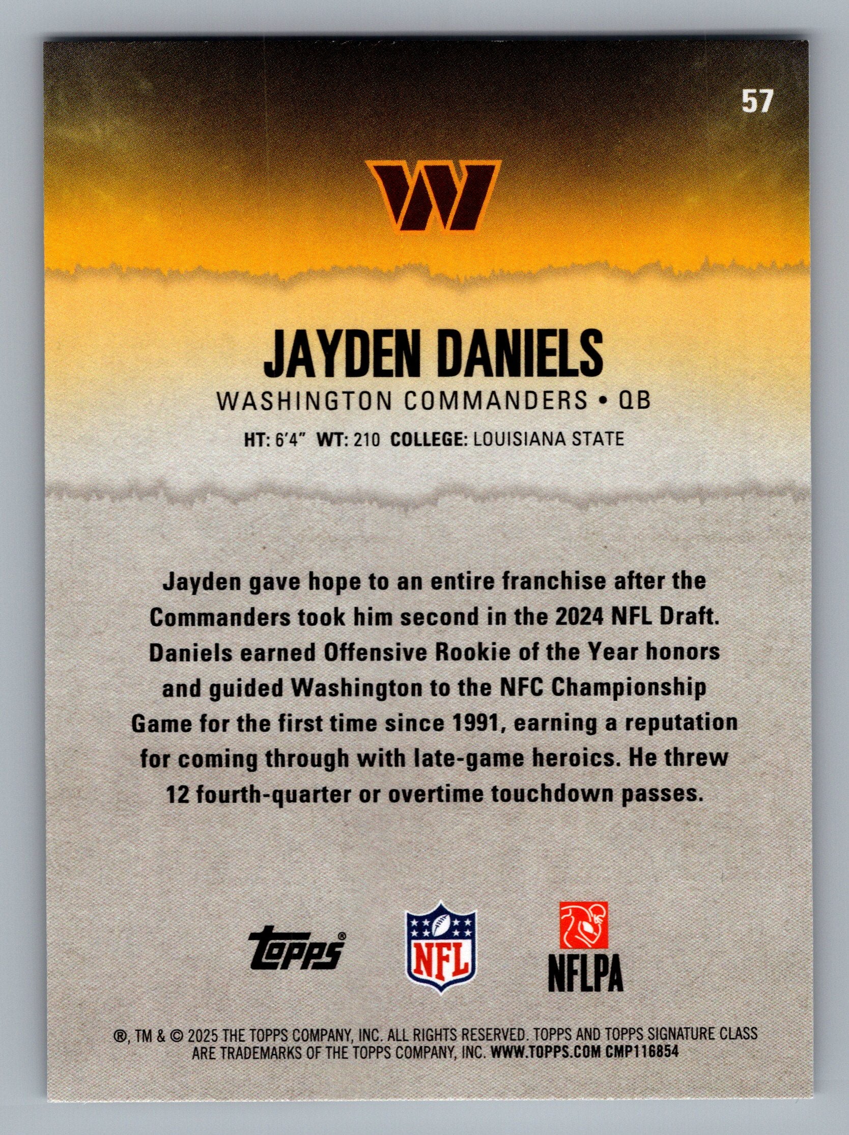 2025 Topps Signature Class #57 Jayden Daniels