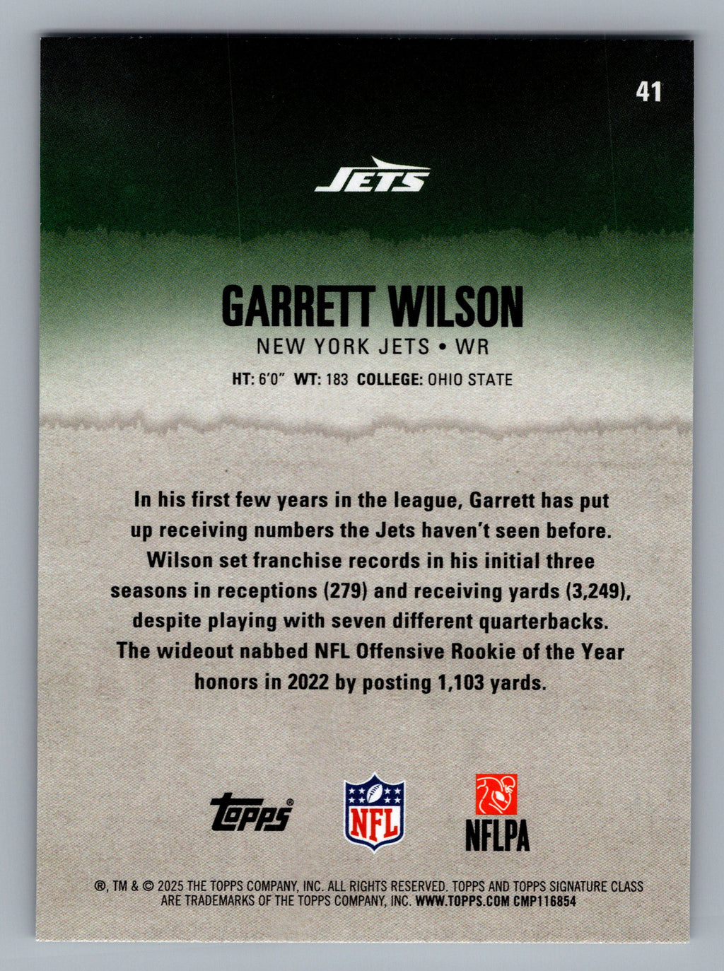 2025 Topps Signature Class #41 Garrett Wilson