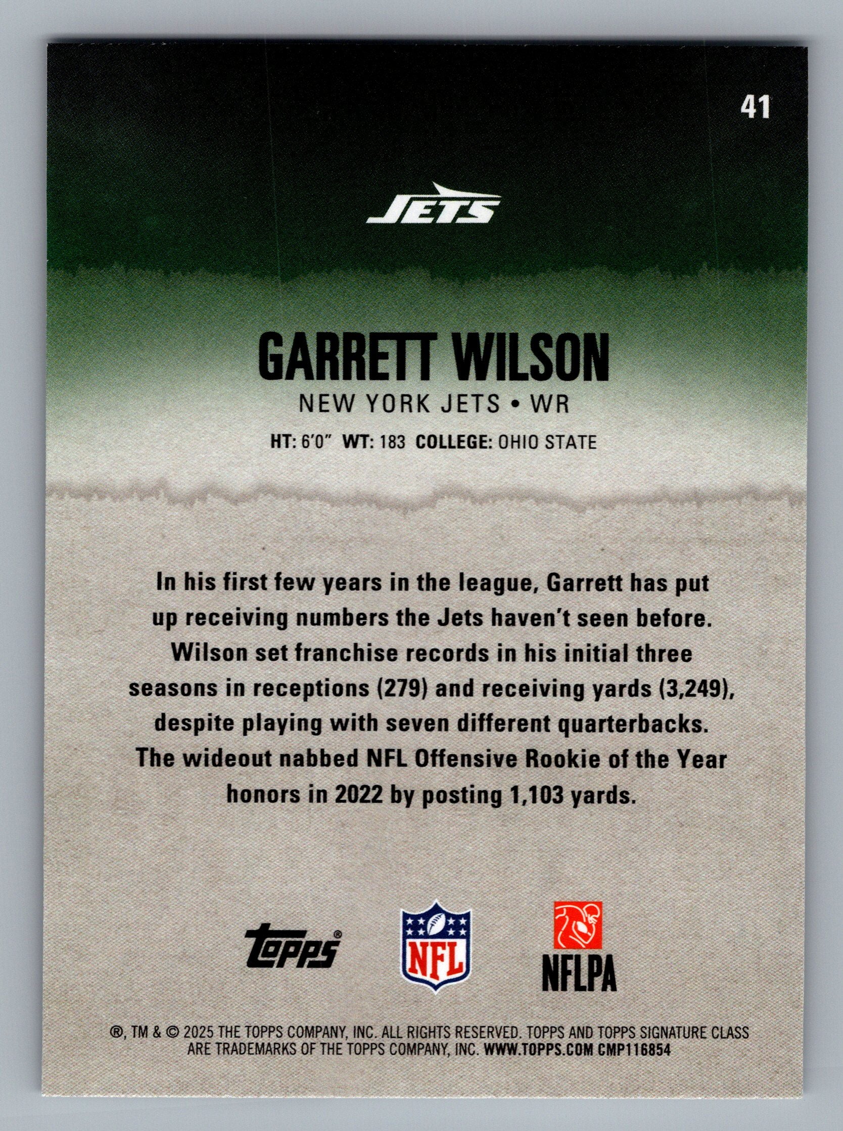 2025 Topps Signature Class #41 Garrett Wilson