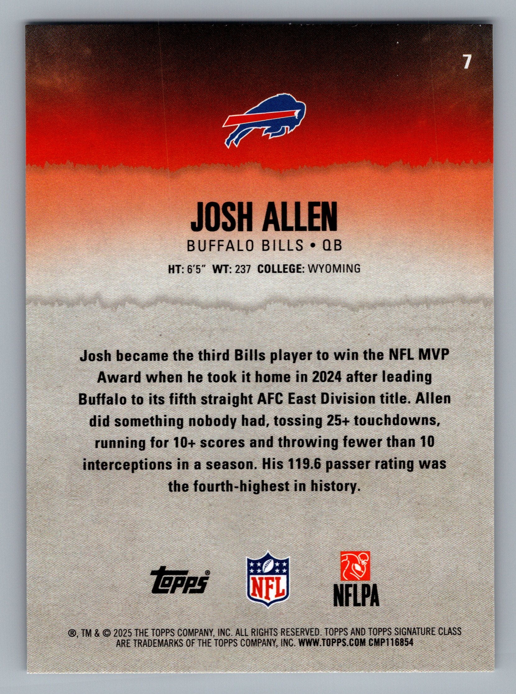 2025 Topps Signature Class #7 Josh Allen