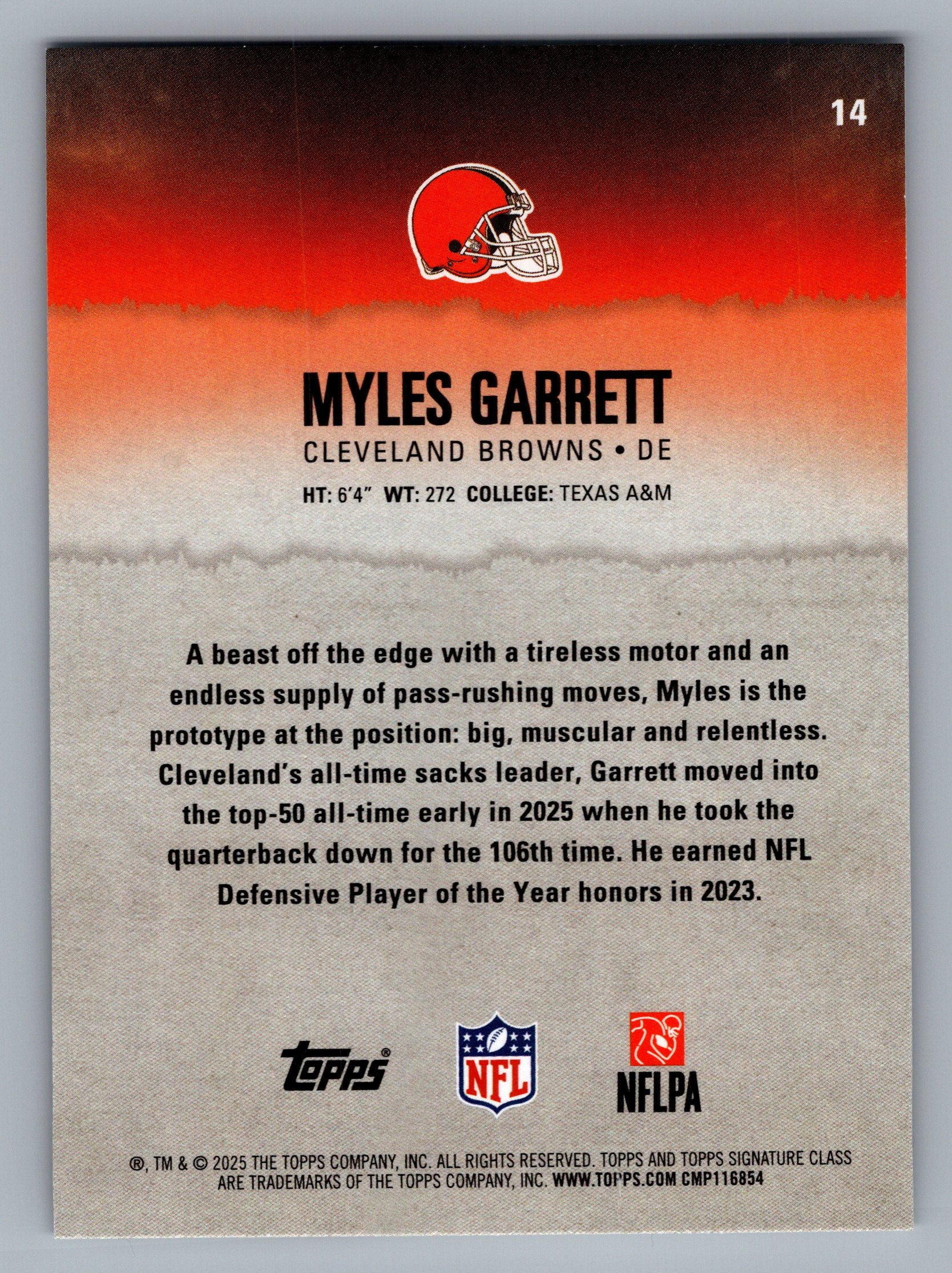 2025 Topps Signature Class #14 Myles Garrett