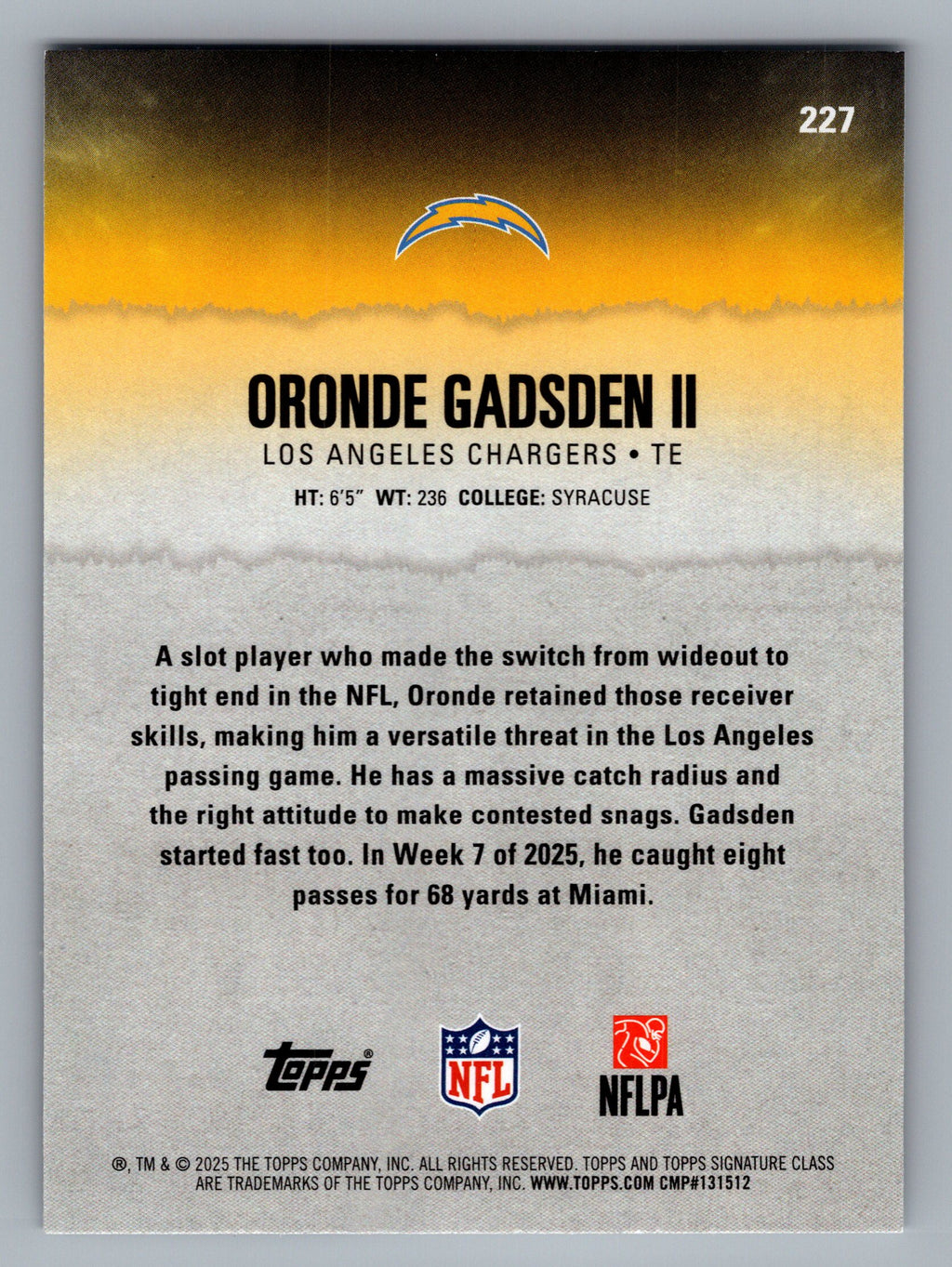 2025 Topps Signature Class #227 Oronde Gadsden II