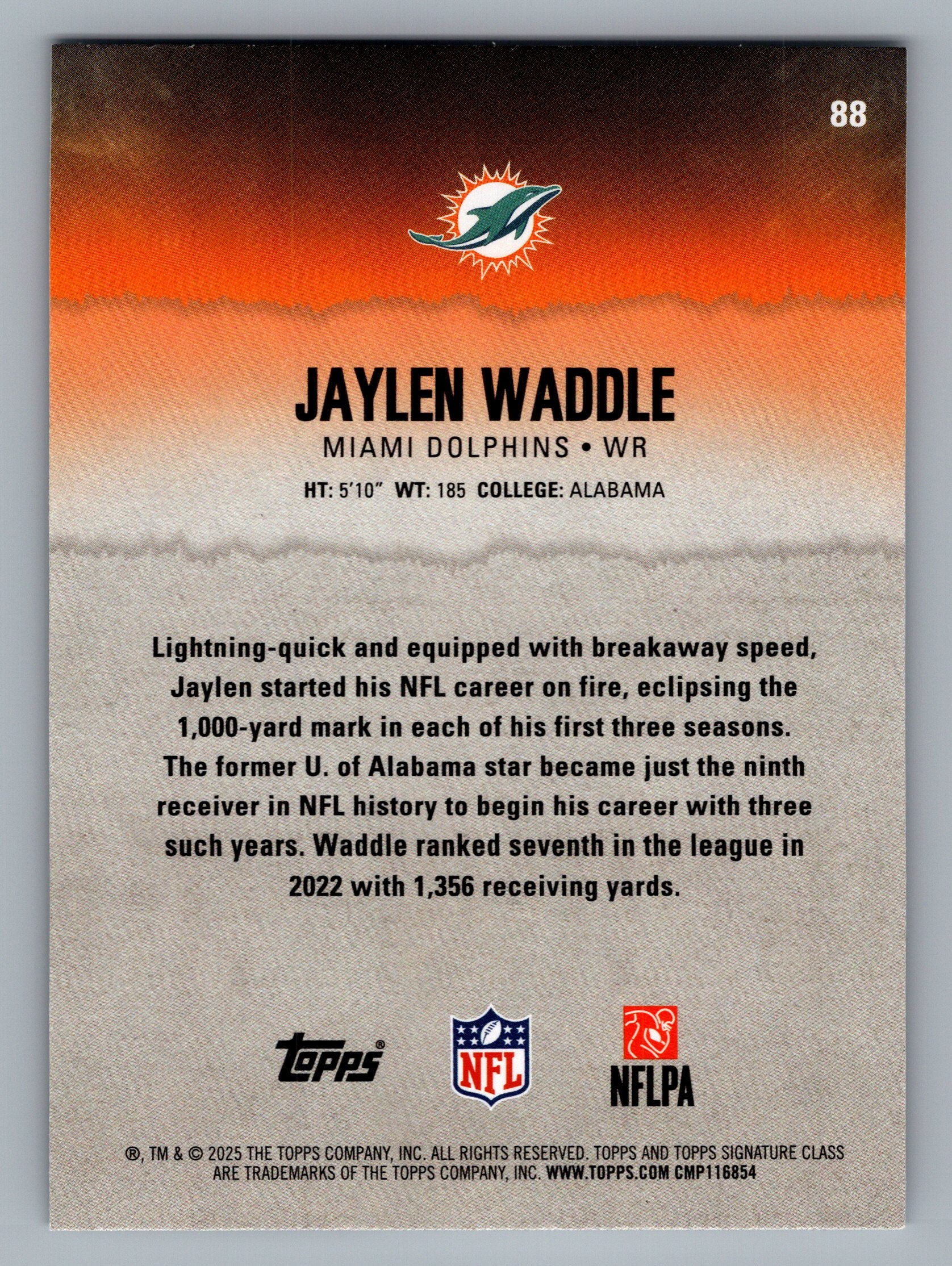 2025 Topps Signature Class #88 Jaylen Waddle