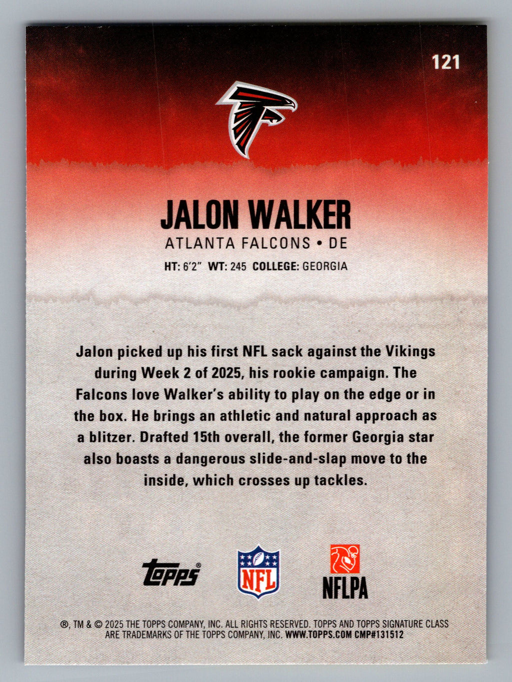 2025 Topps Signature Class #121 Jalon Walker Blue & Yellow