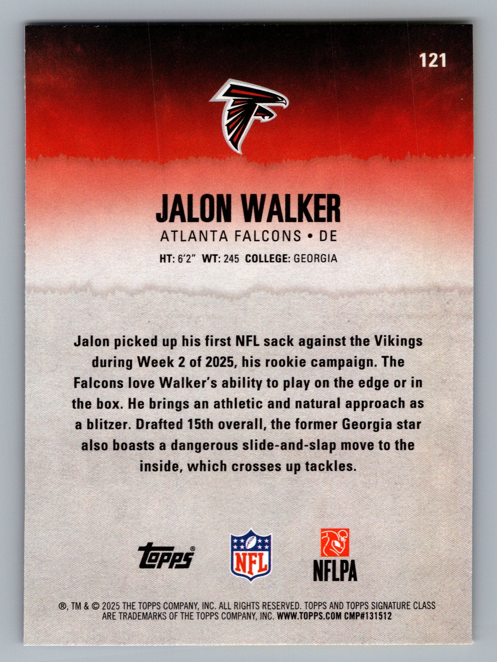 2025 Topps Signature Class #121 Jalon Walker Blue & Yellow