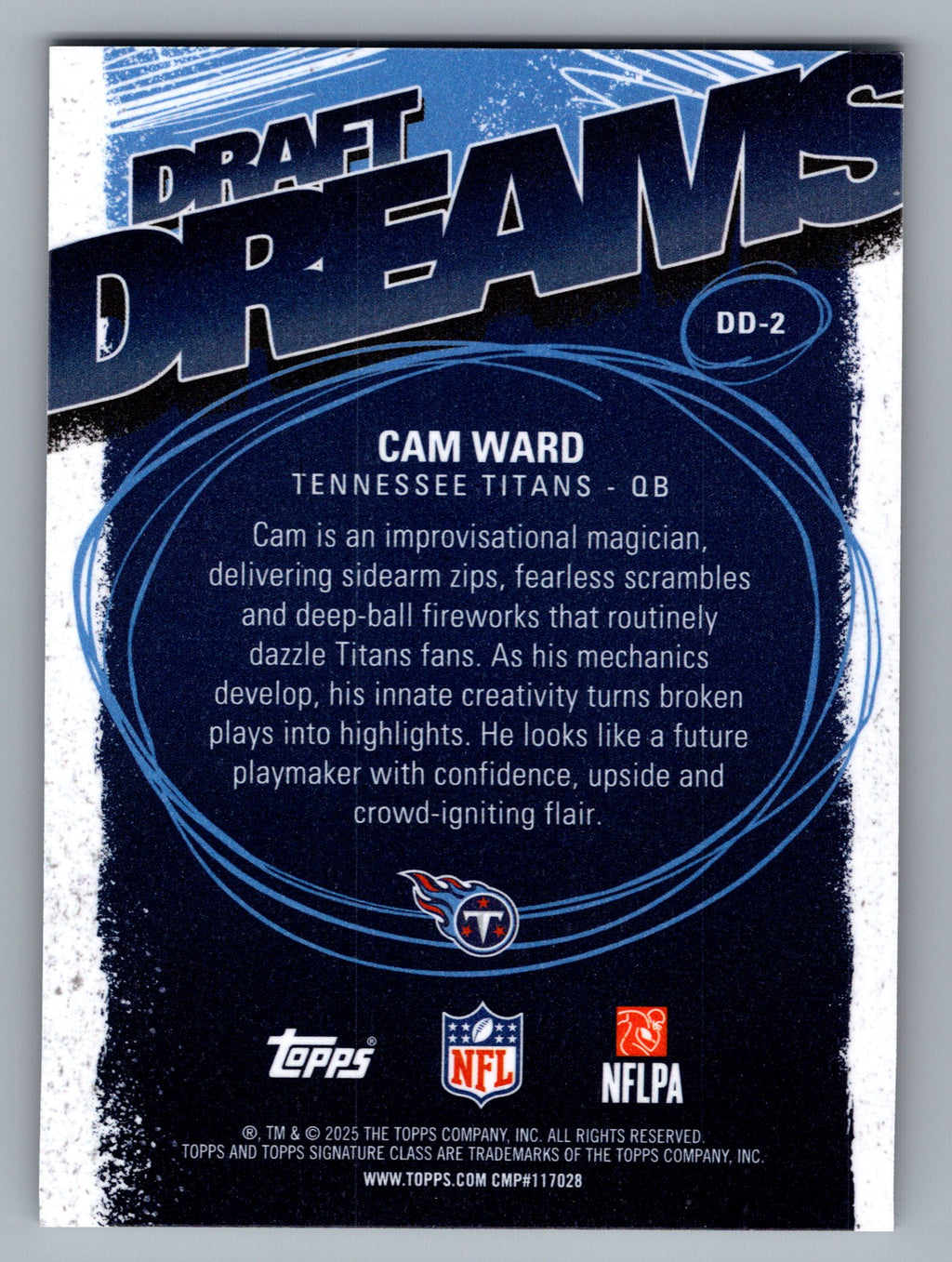 2025 Topps Signature Class #DD-2 Cam Ward Draft Dreams