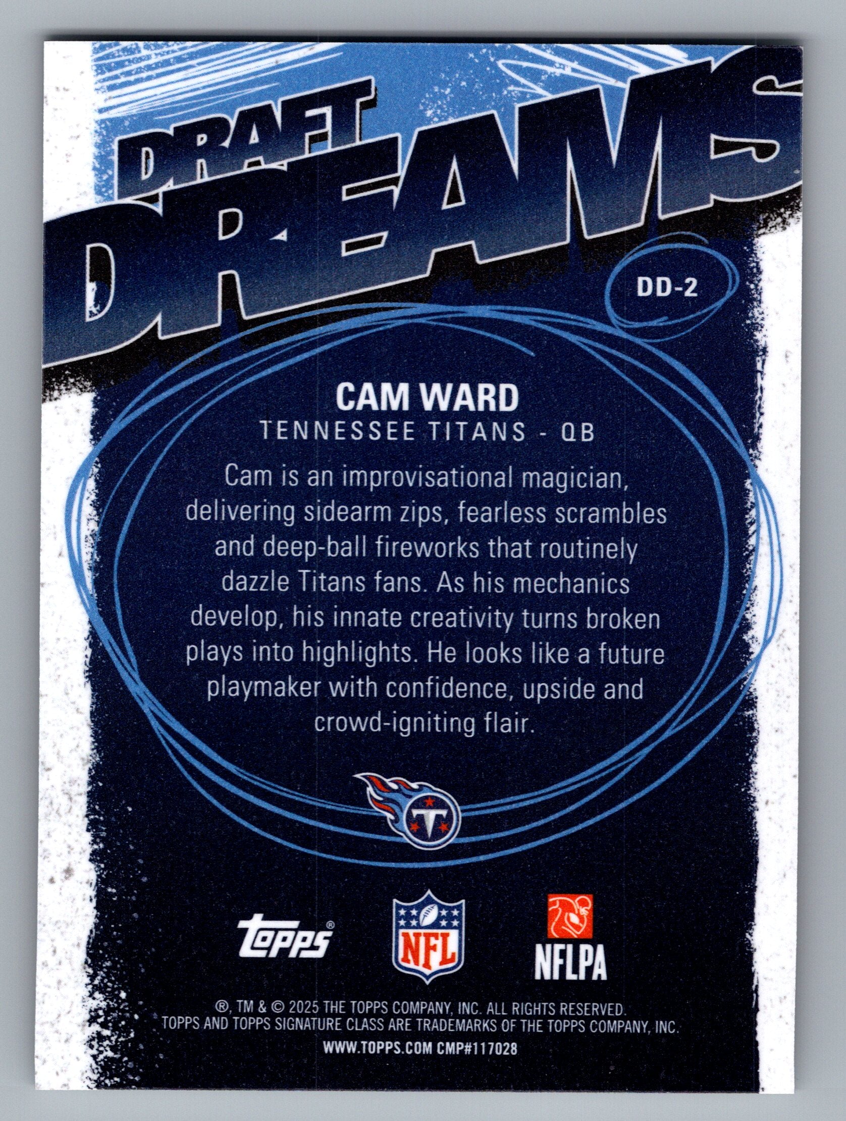 2025 Topps Signature Class #DD-2 Cam Ward Draft Dreams
