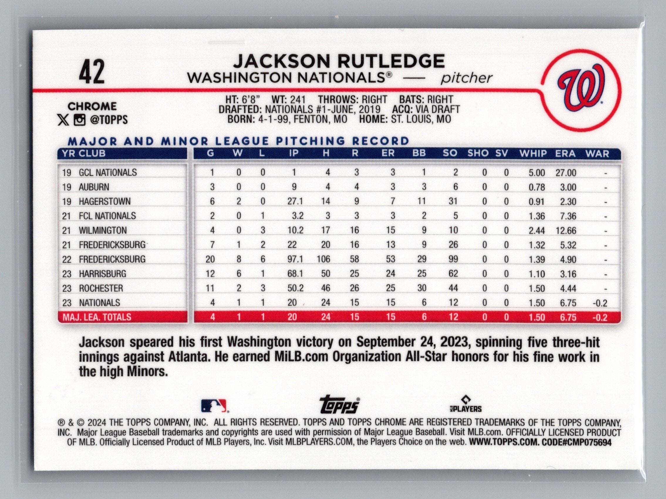 2024 Topps Chrome #42 Jackson Rutledge