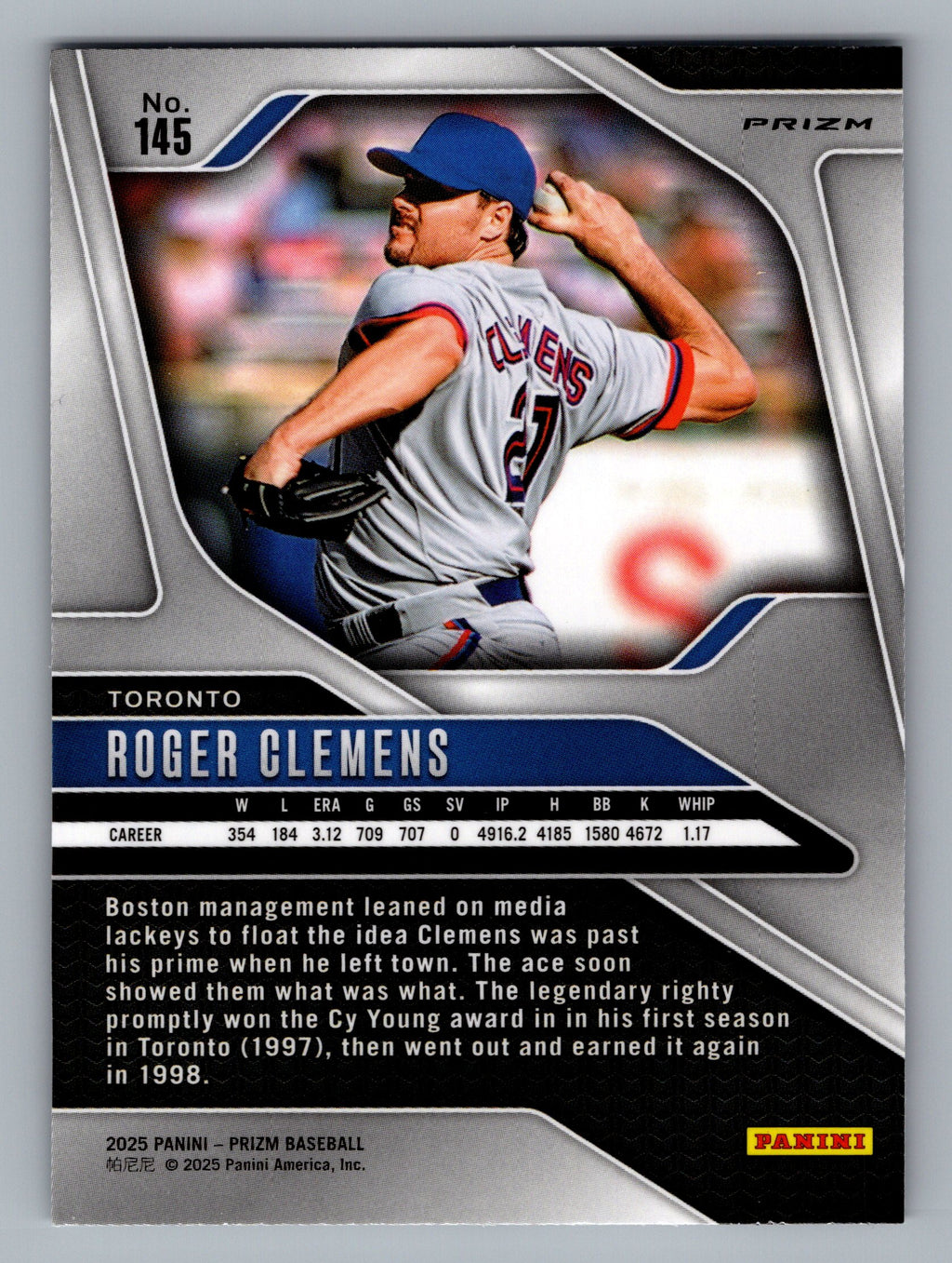 2025 Panini Prizm #145 Roger Clemens Silver Prizms