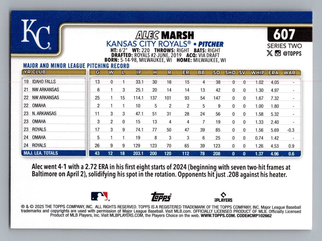 2025 Topps #607 Alec Marsh Holiday