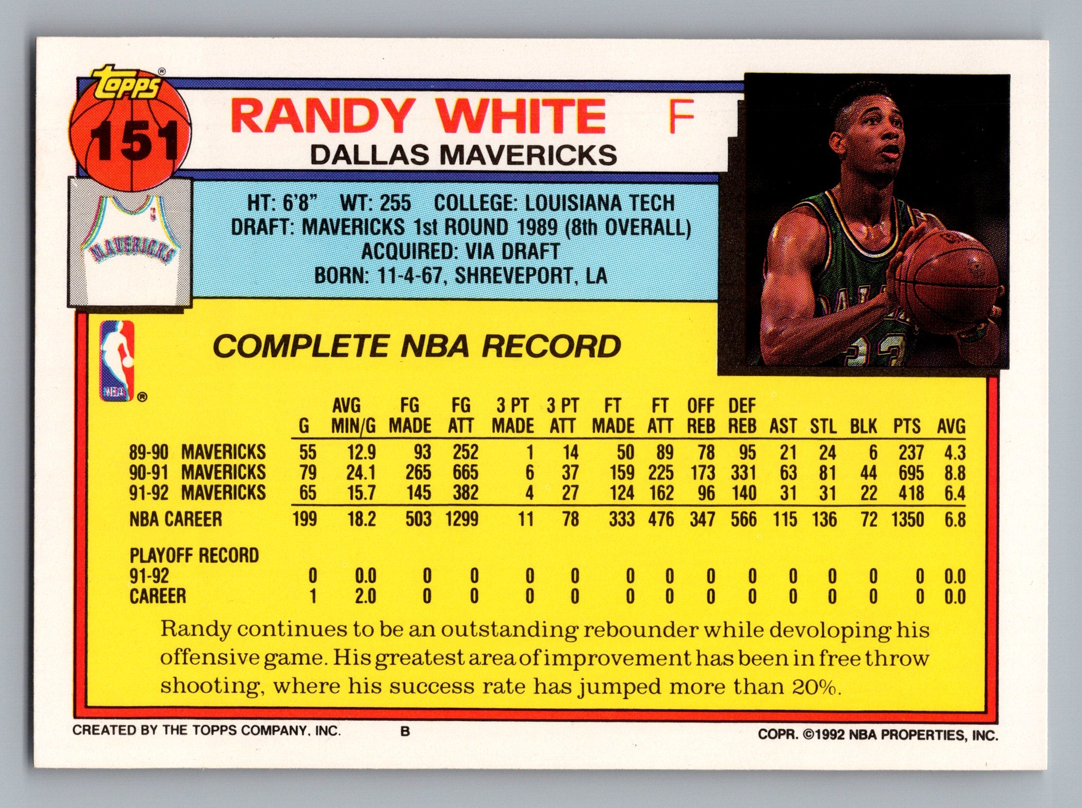 1992-93 Topps #151 Randy White