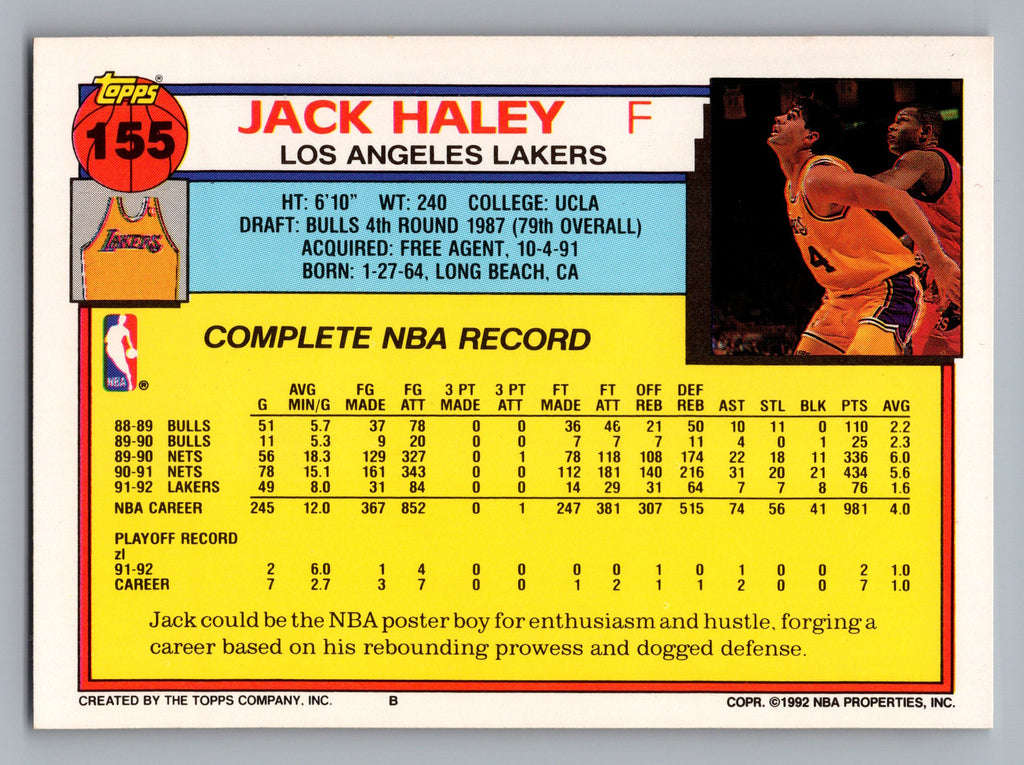 1992-93 Topps #155 Jack Haley